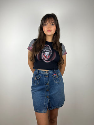 Vintage Y2K button up denim mini skirt