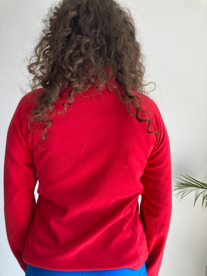 vintage red adidas neck zip fleece top