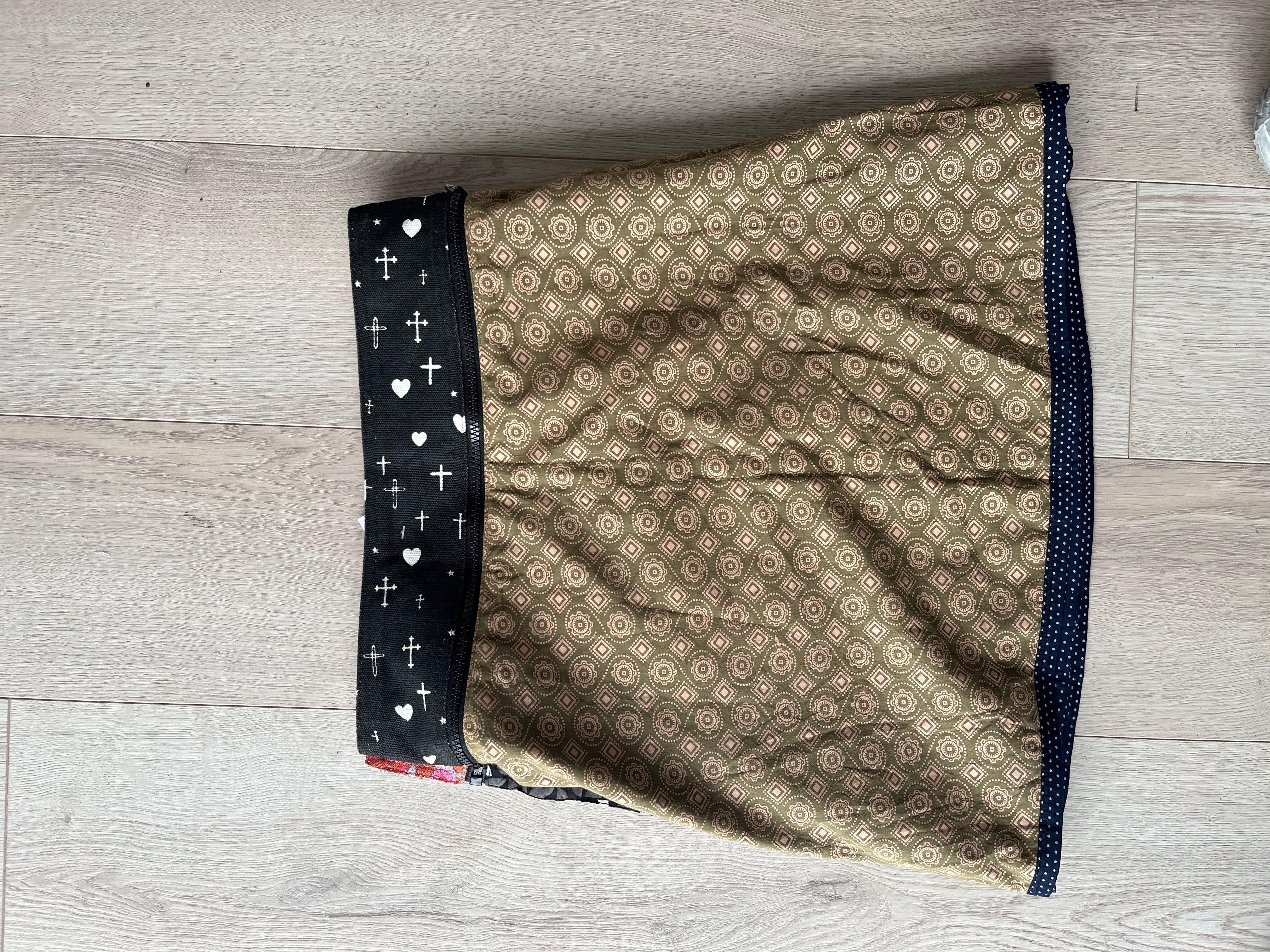 Vintage reversible adjustable button up mini skirt