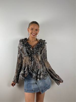 Vintage grunge Y2K ruffle blouse top