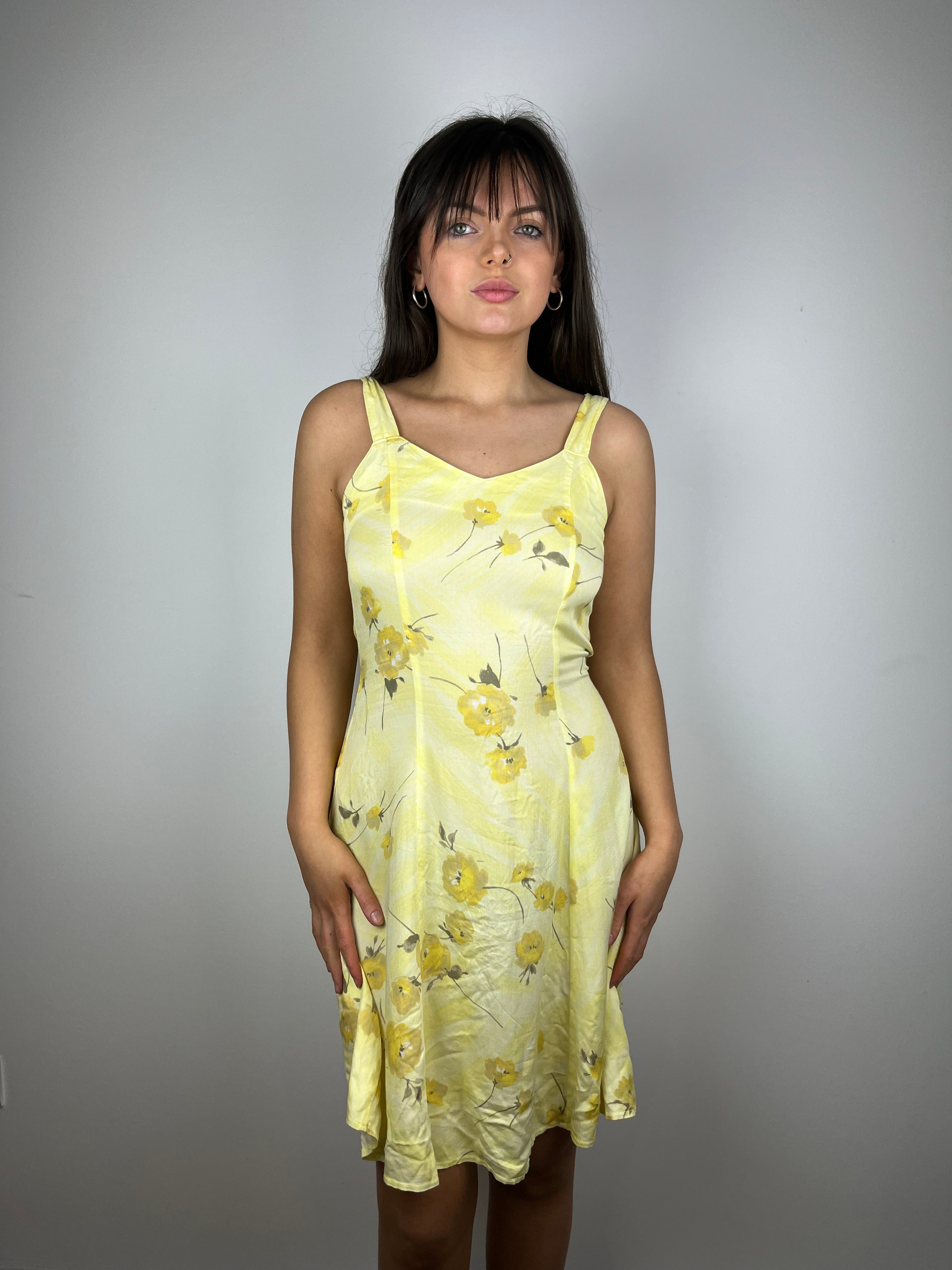 Vintage Yellow Floral Dress