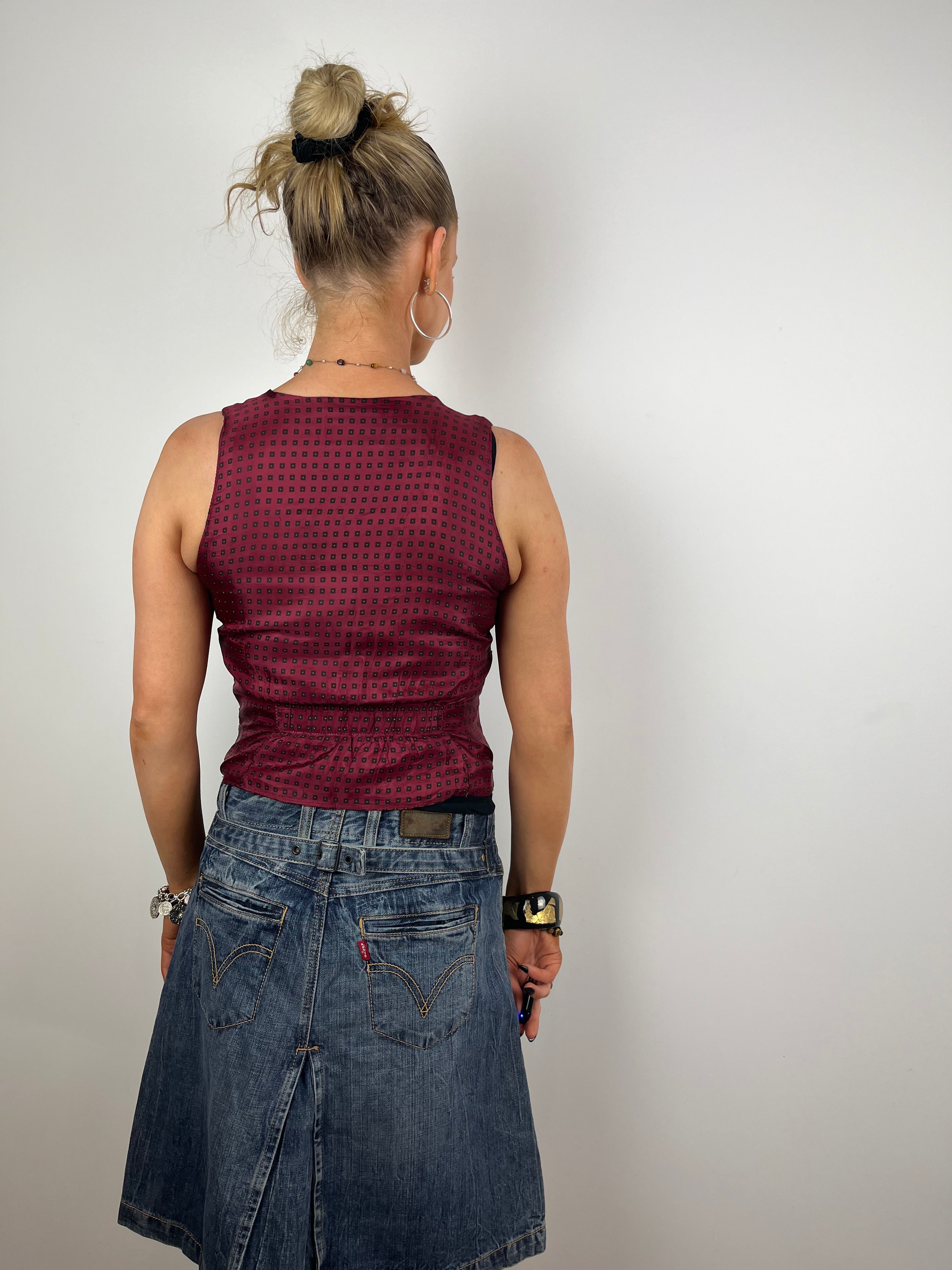 Vintage Light Wash Denim Funky Waistcoat (S)