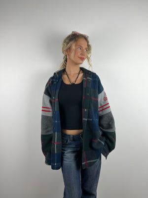 Vintage multicoloured button up best company collar fleece
