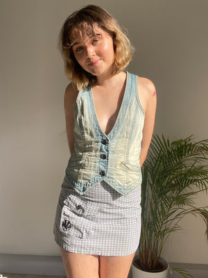 vintage lightwashed denim waistcoat