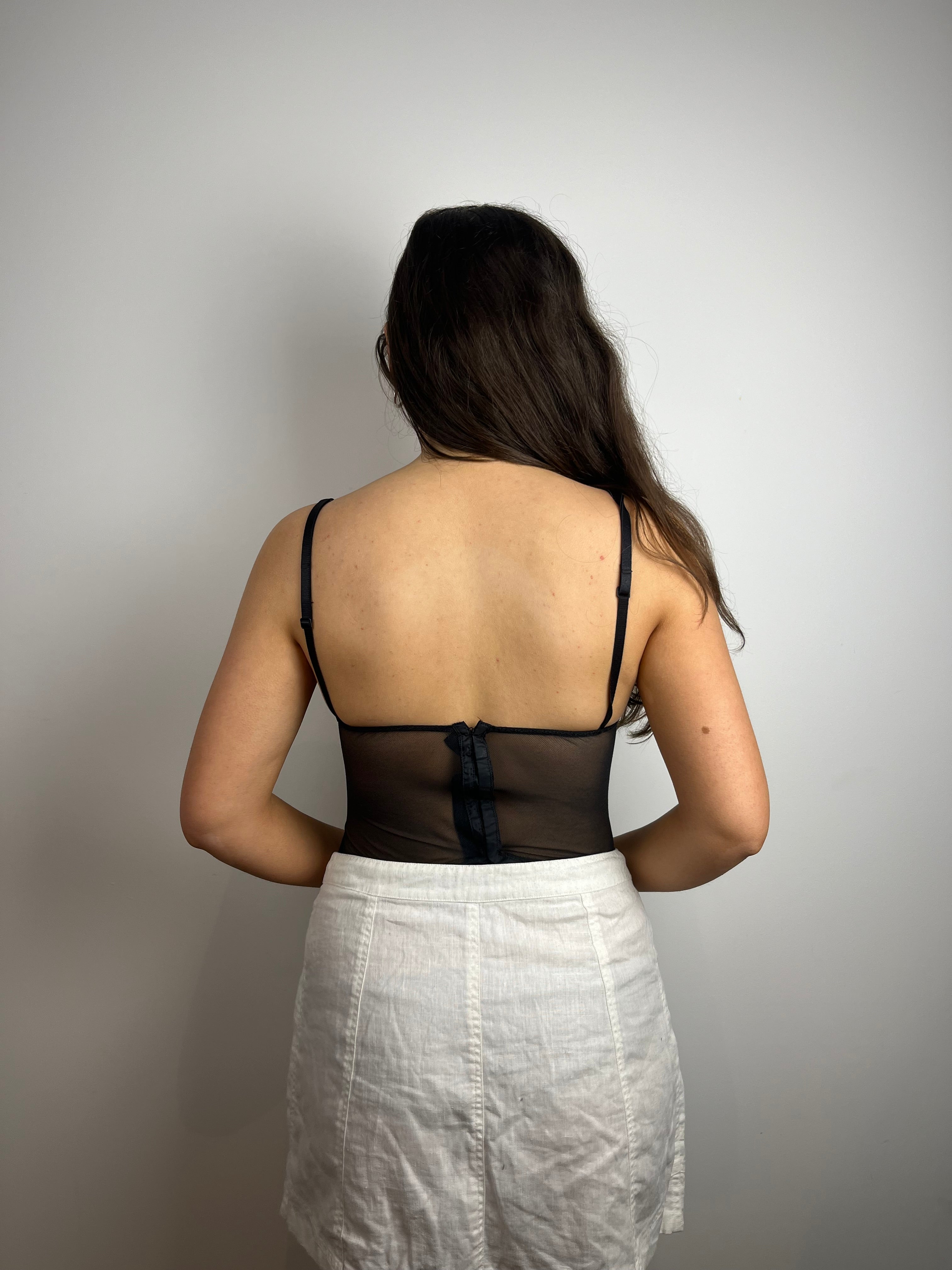 Vintage y2k black and white corset style top