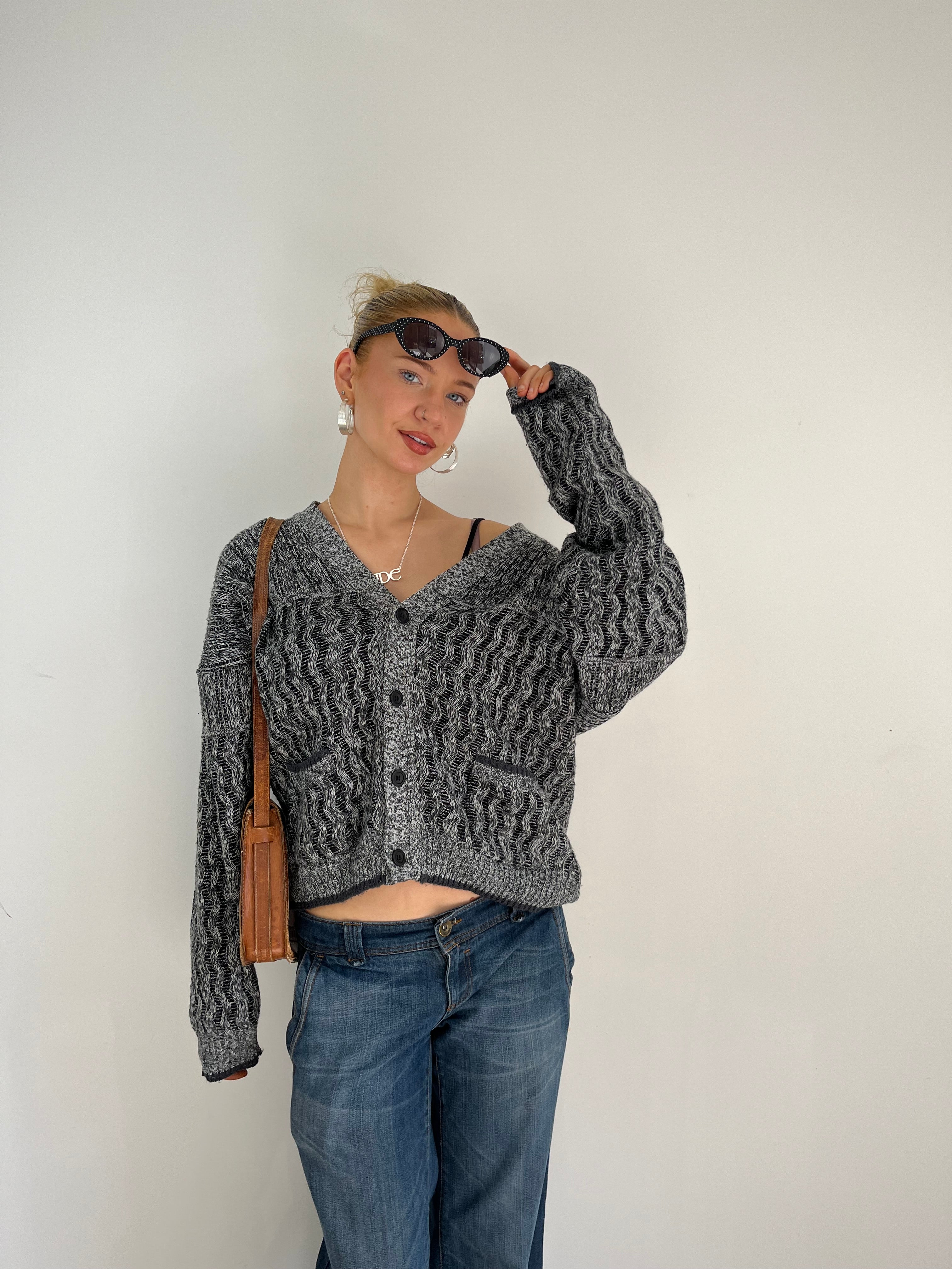 Vintage Grey Button Up Knit (L)