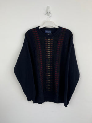 Vintage navy patterned knit