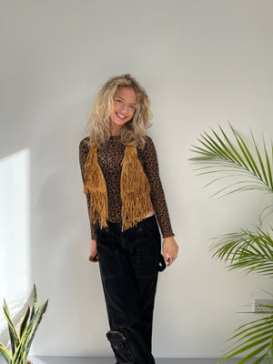 Vintage brown tassel suede waistcoat vest