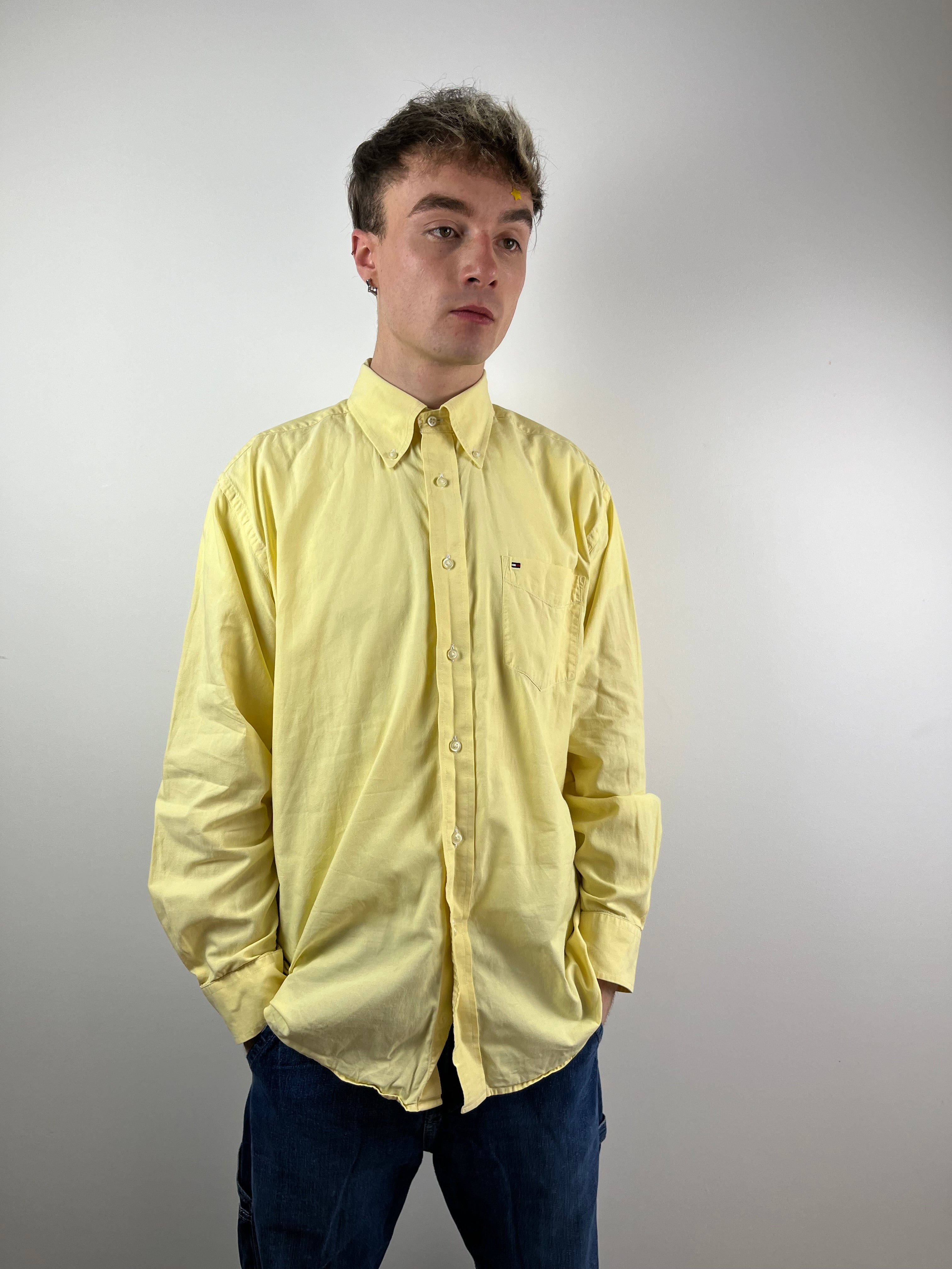 Vintage lemon yellow Tommy Hilfiger longsleeve shirt