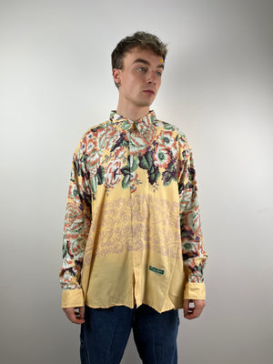 Vintage yellow orange Hawaiian longsleeve shirt