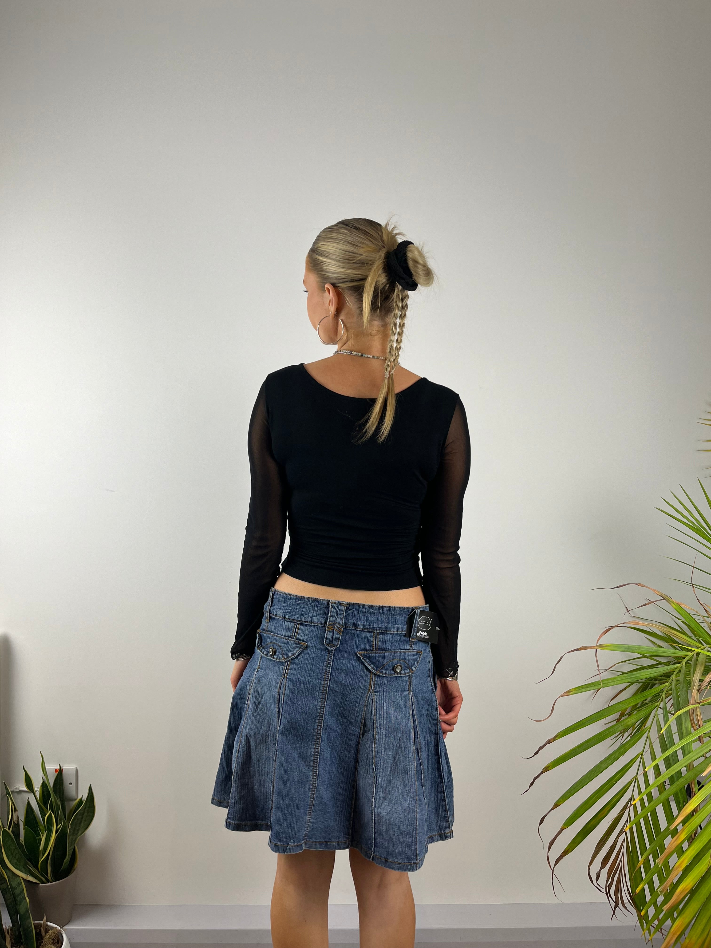 Vintage Bling Denim Midi Skirt (M)