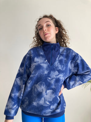 blue vintage fila blurry effect fleece