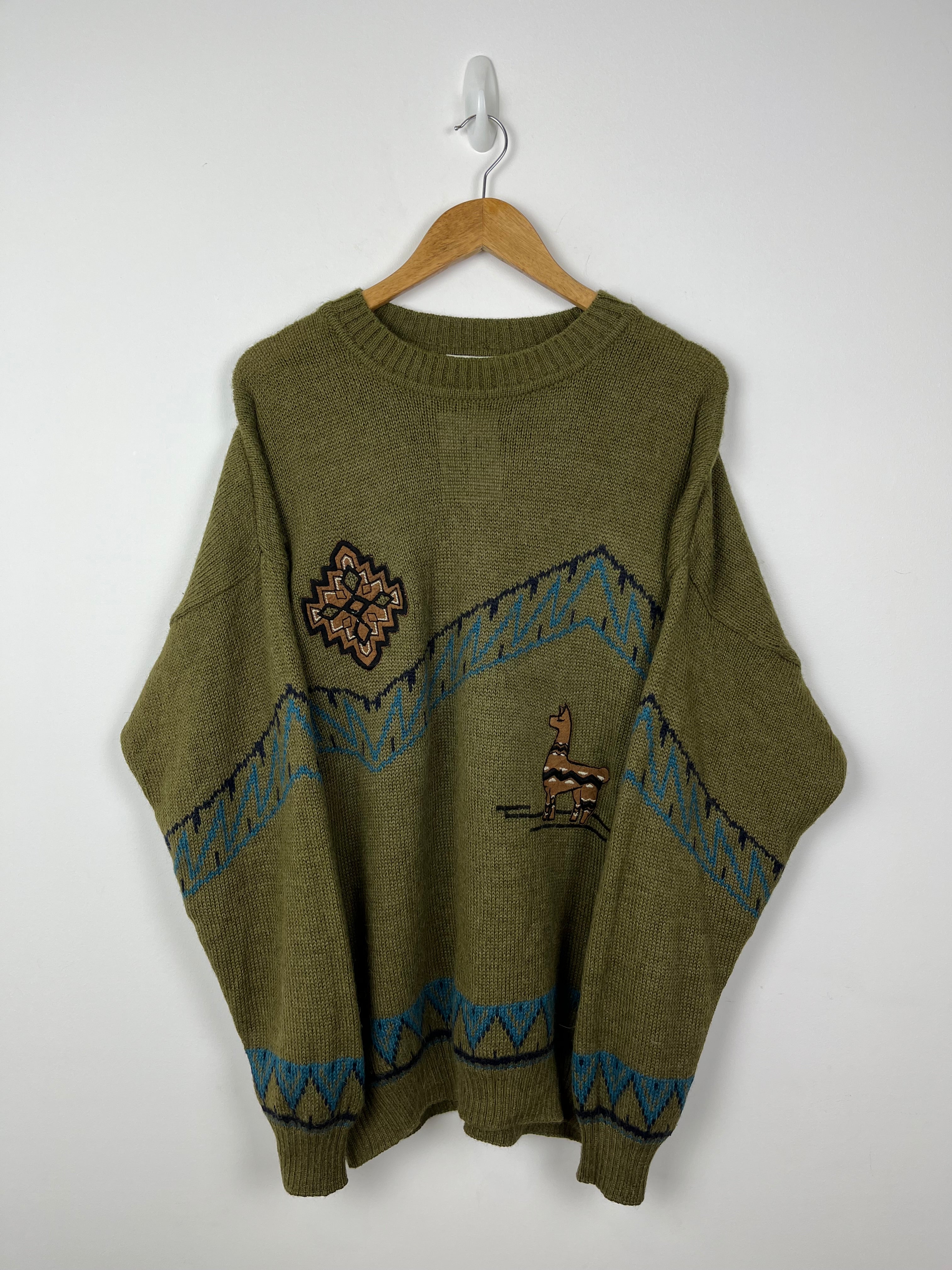 Vintage alpaca embroidery knit