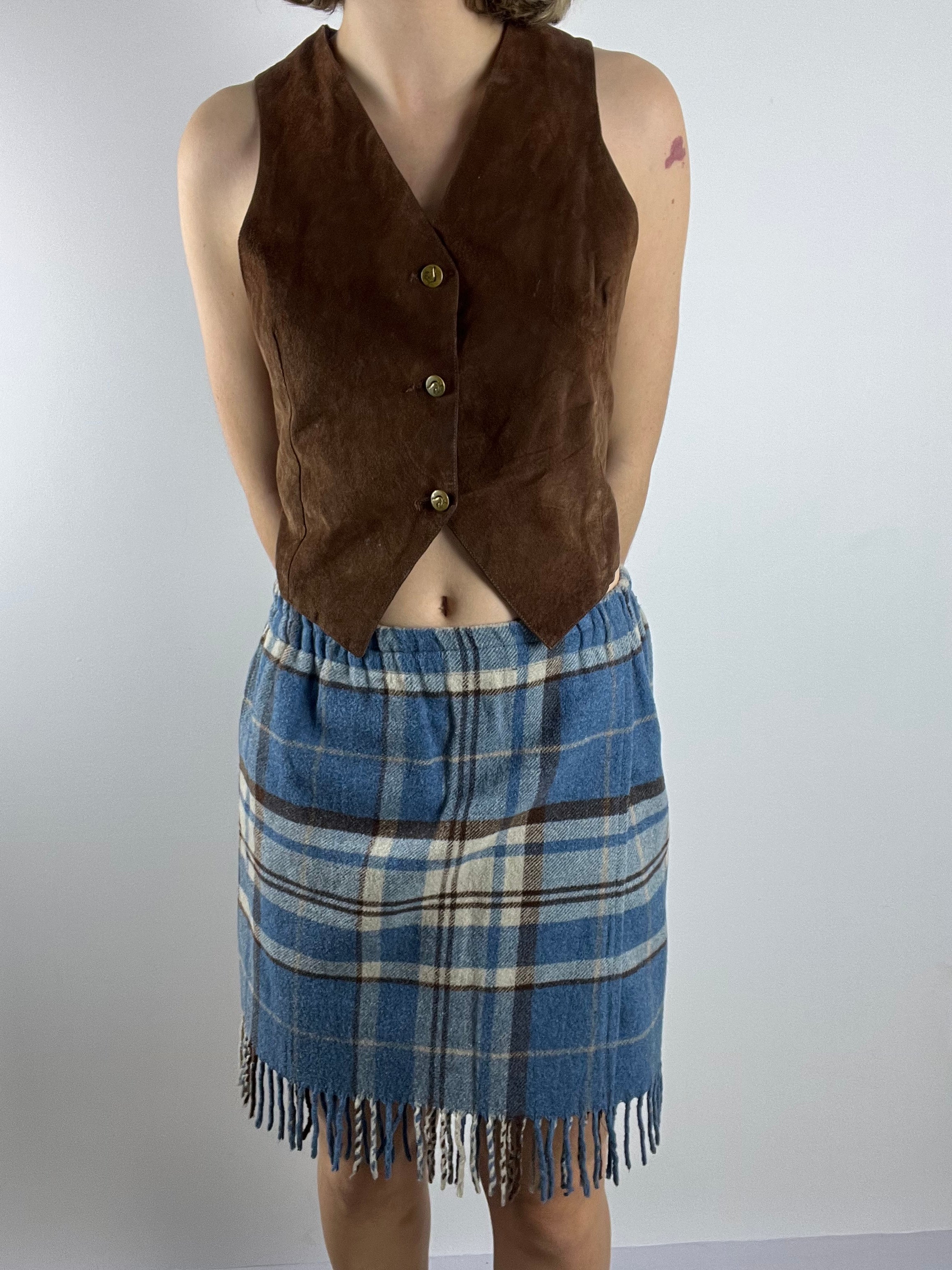 Vintage Check Blue Skirt