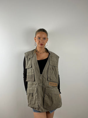 Vintage khaki hunting waistcoat vest