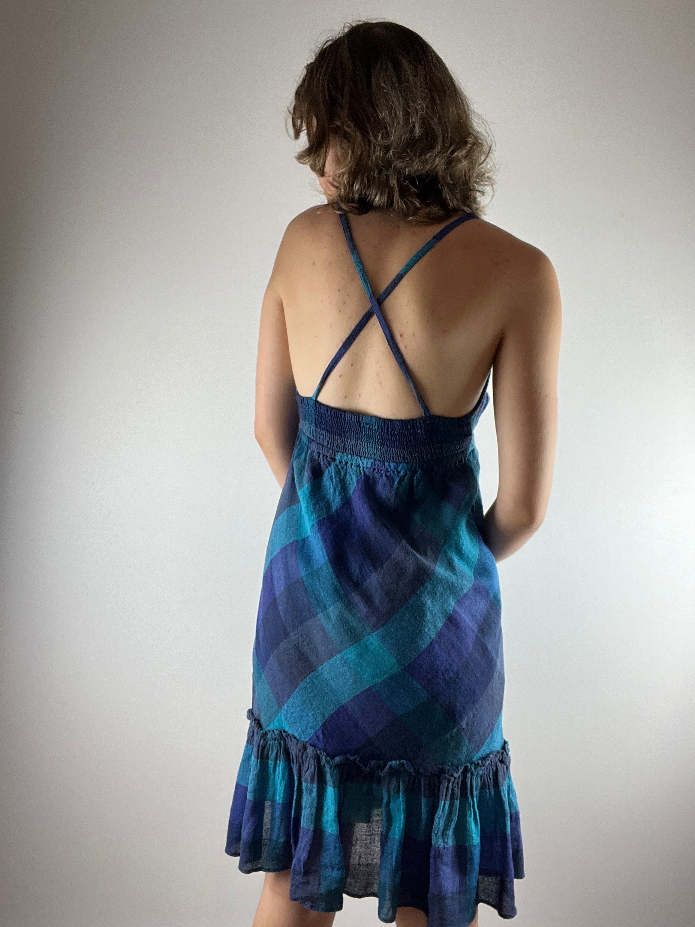 Vintage Blue Checkered Dress