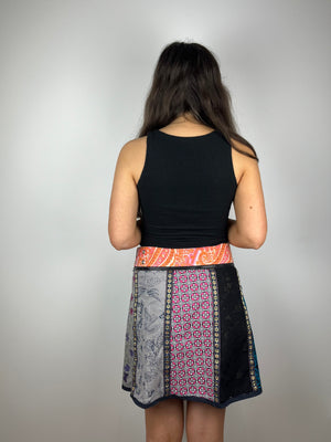Vintage reversible adjustable button up mini skirt