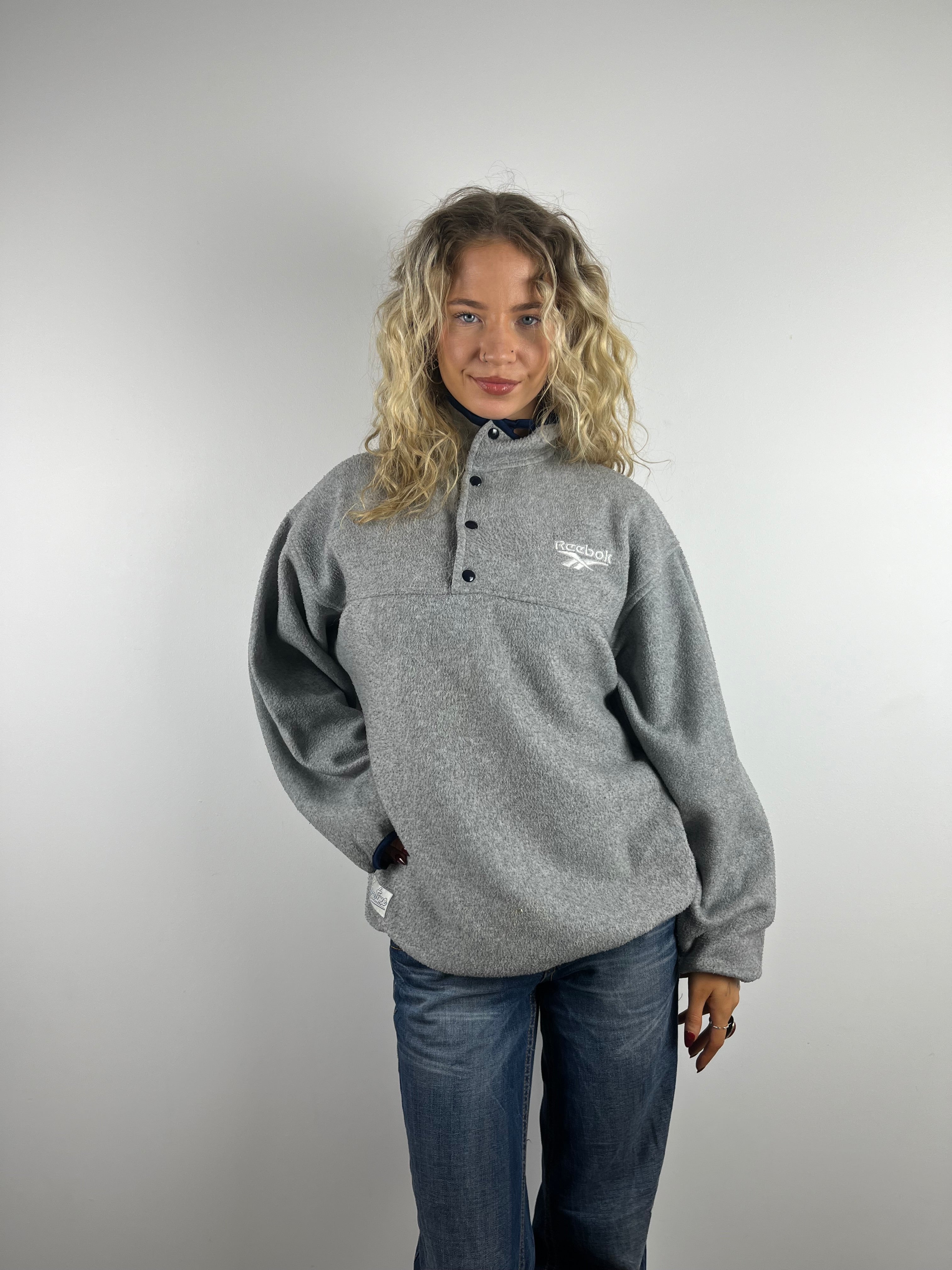 Vintage Grey Button Up Reebok Fleece