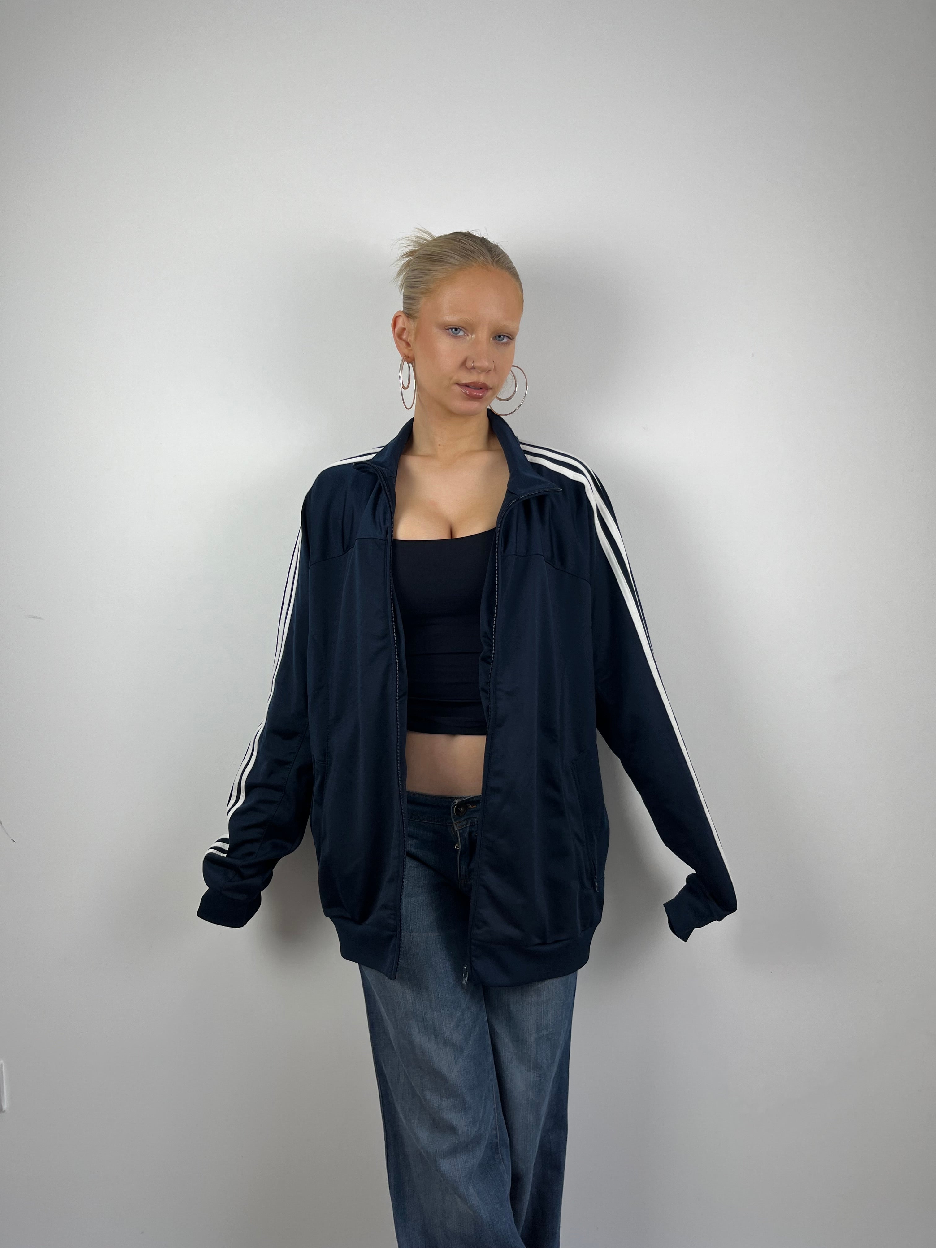 Vintage navy adidas zip up