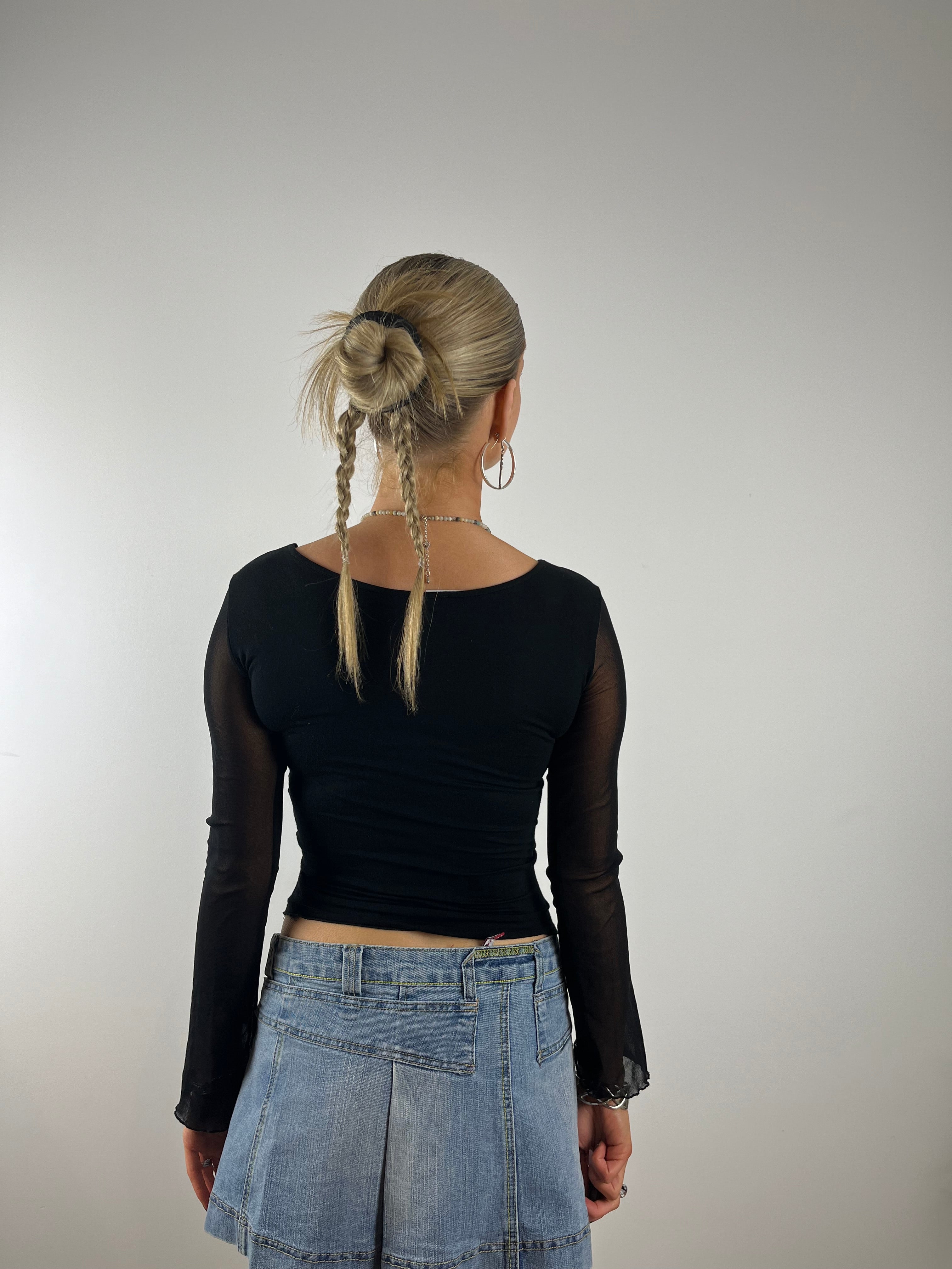 Vintage Black Grommet Mesh Top (S)