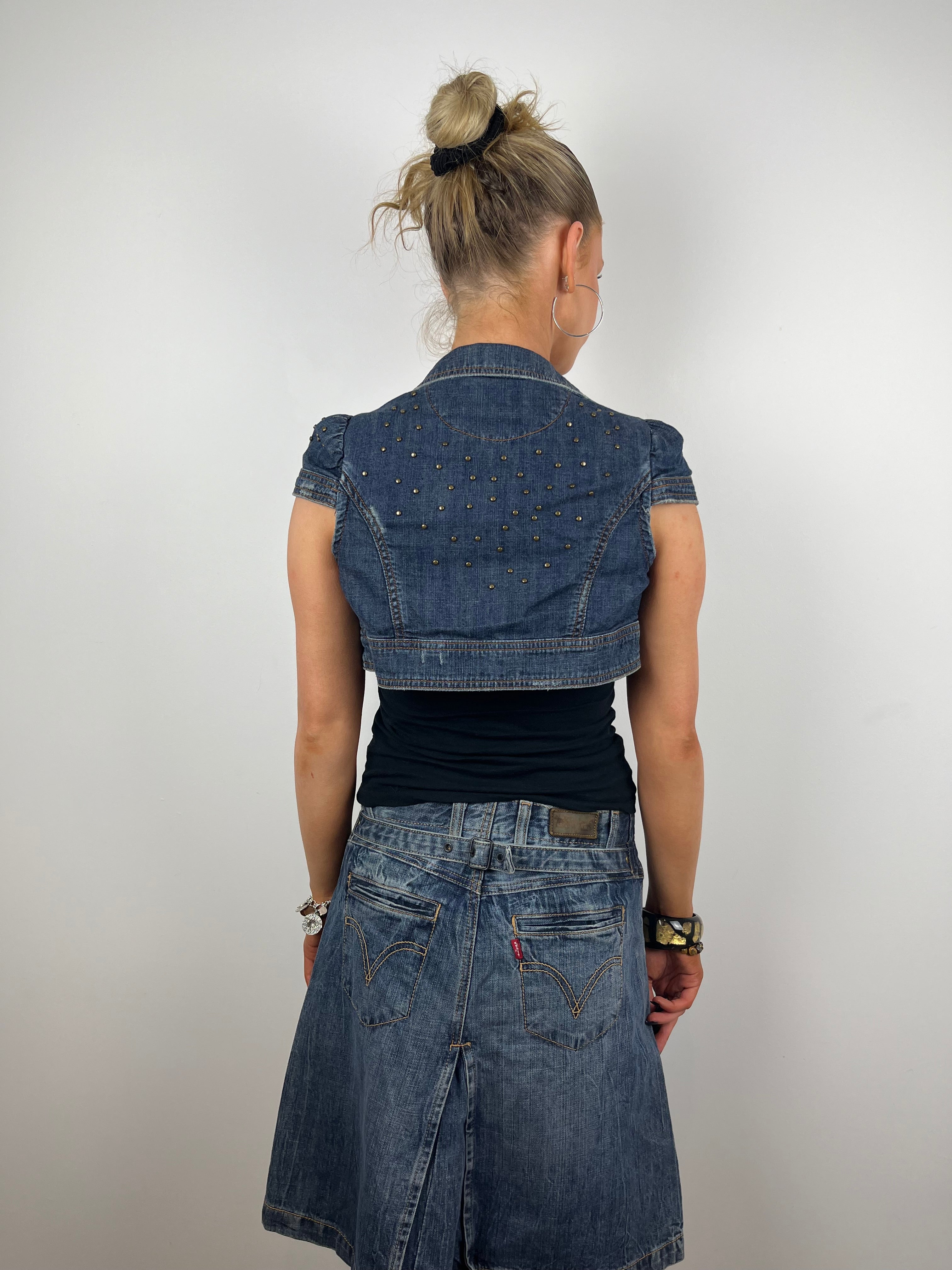 Vintage Denim Y2K Bolero Waistcoat (XS)