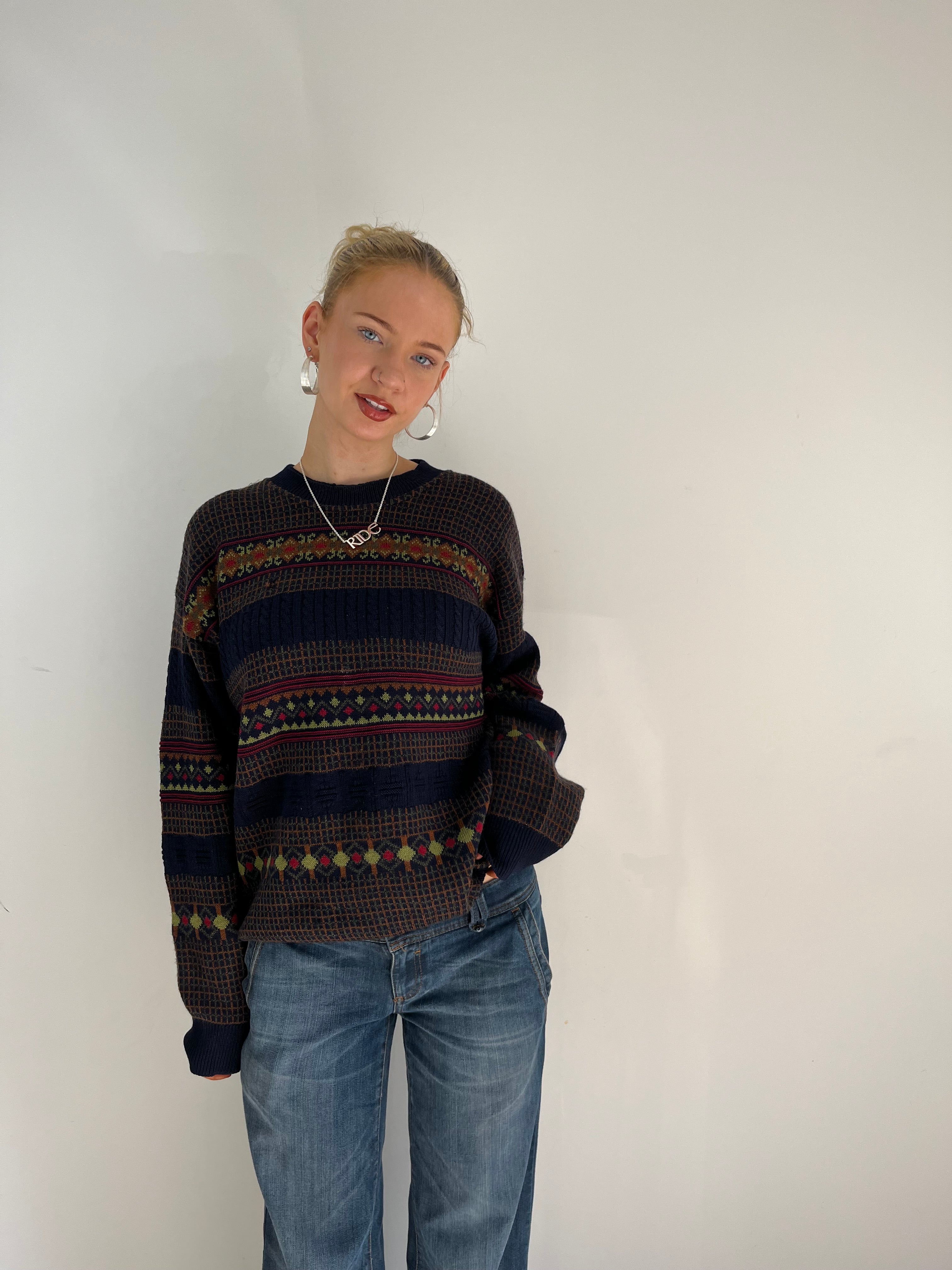 Vintage Funky Patterned Knit (L)