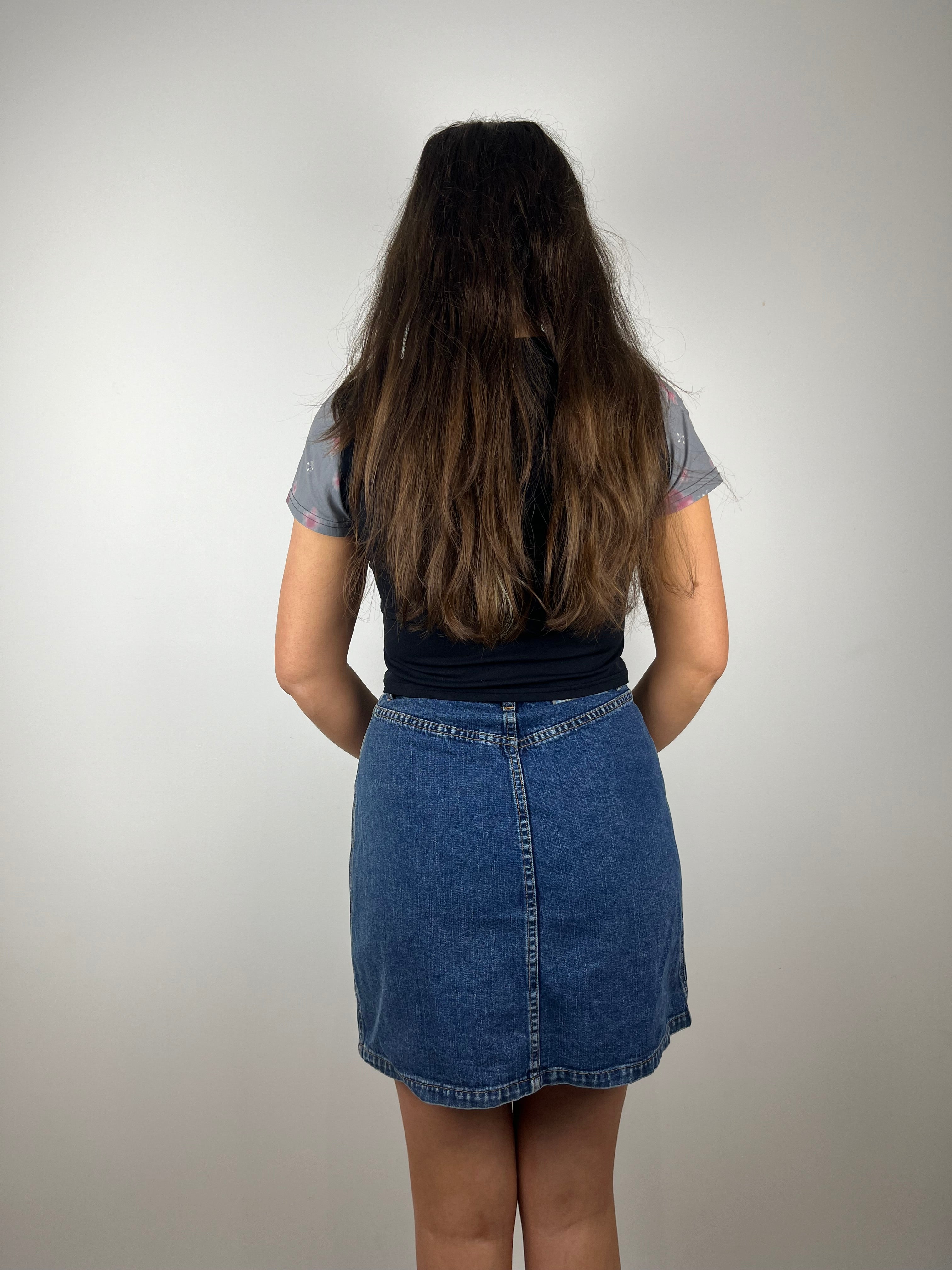 Vintage Y2K button up denim mini skirt