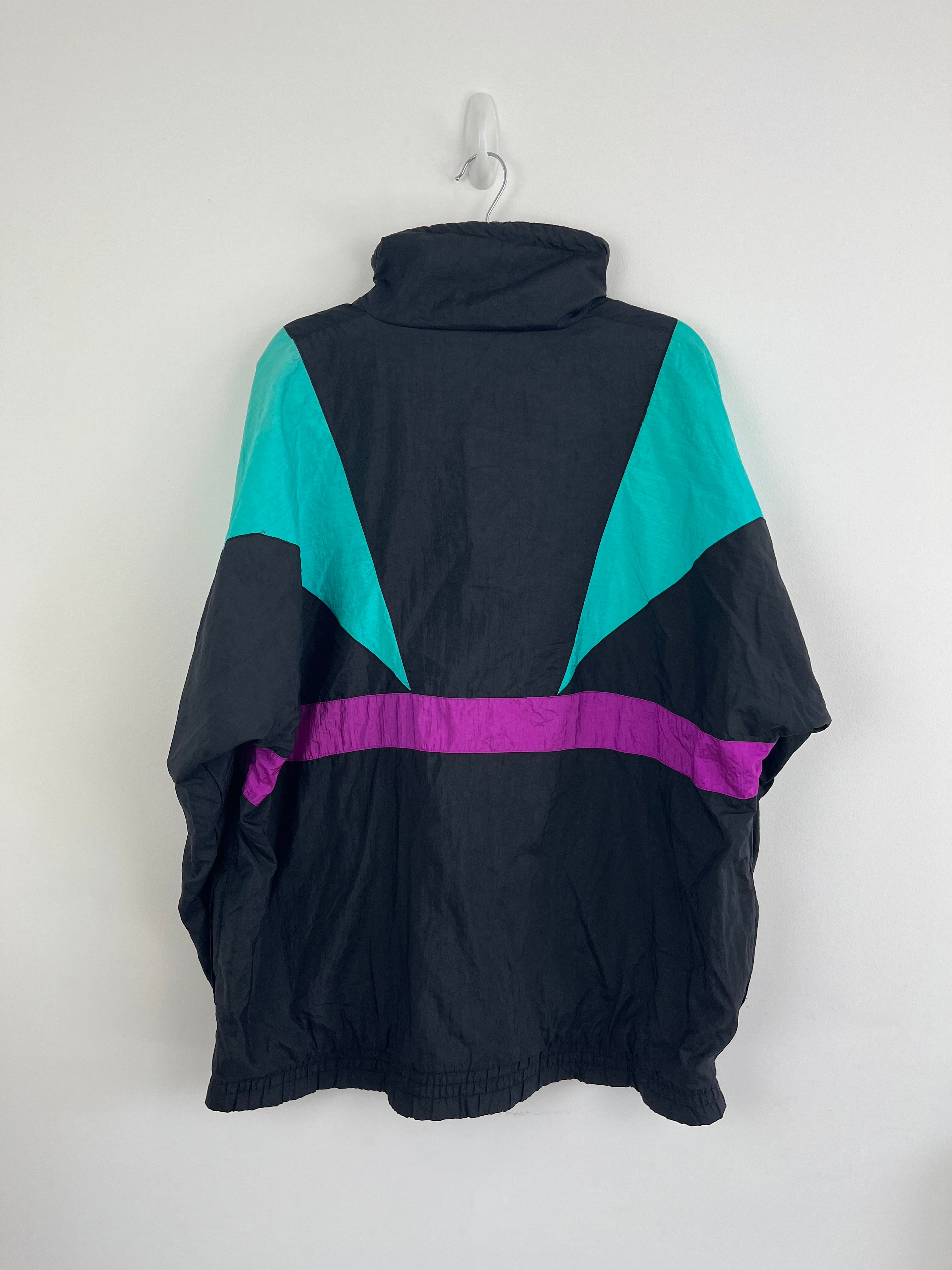 Vintage Black Abstract Shell Jacket (XL)