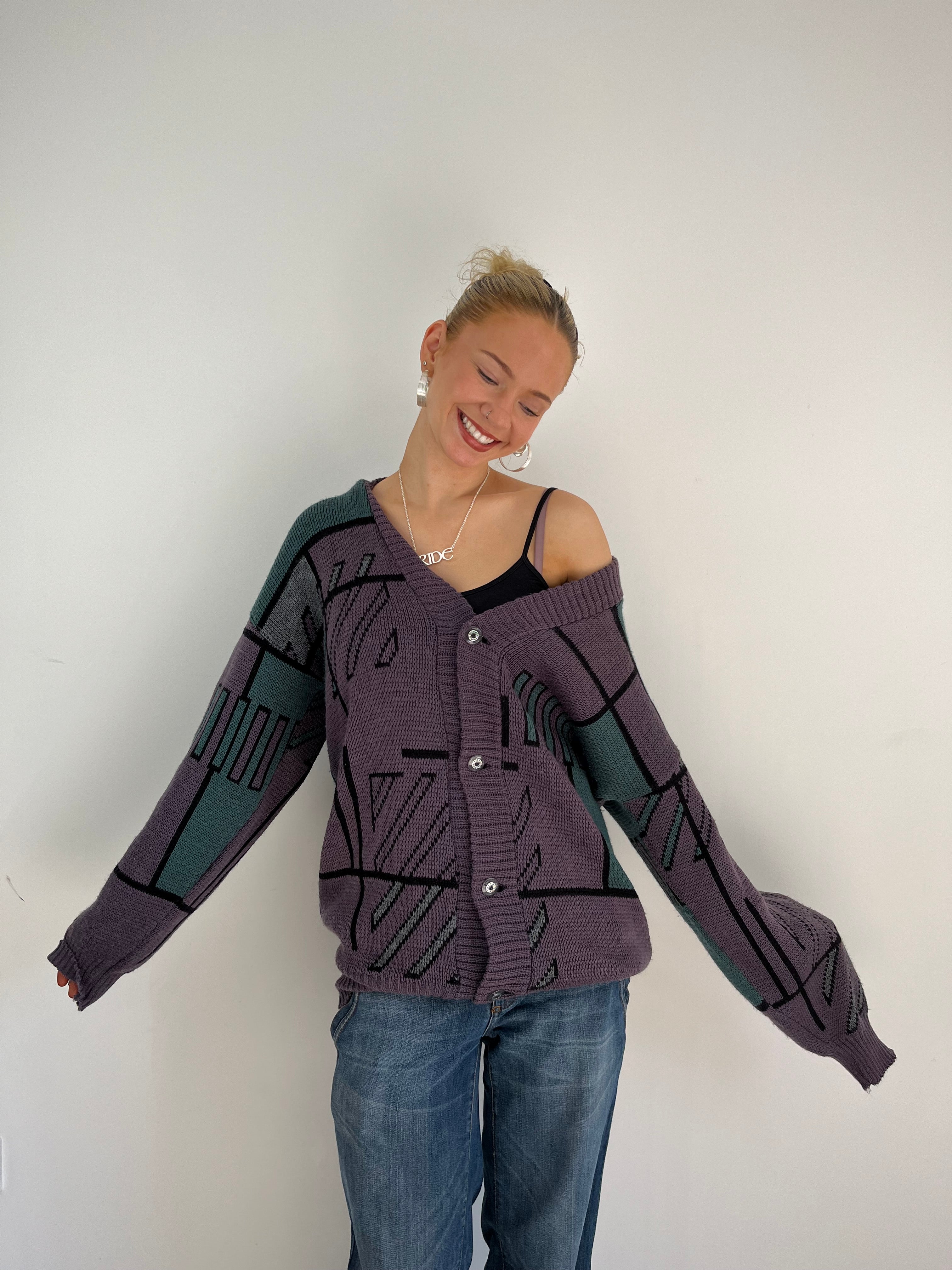 Vintage Purple Button Up Knit (XL)