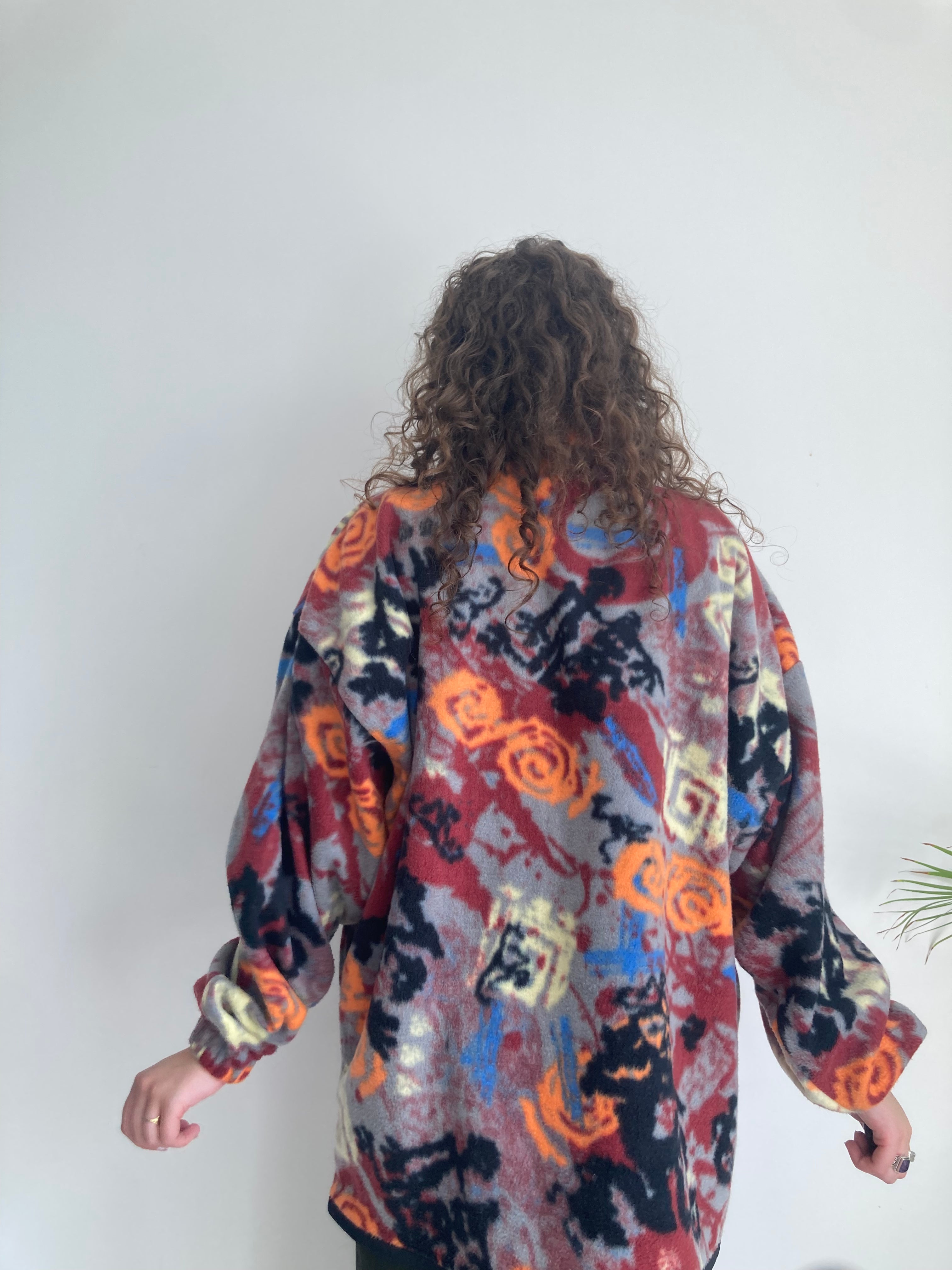 vintage abstract print grafitti fleece