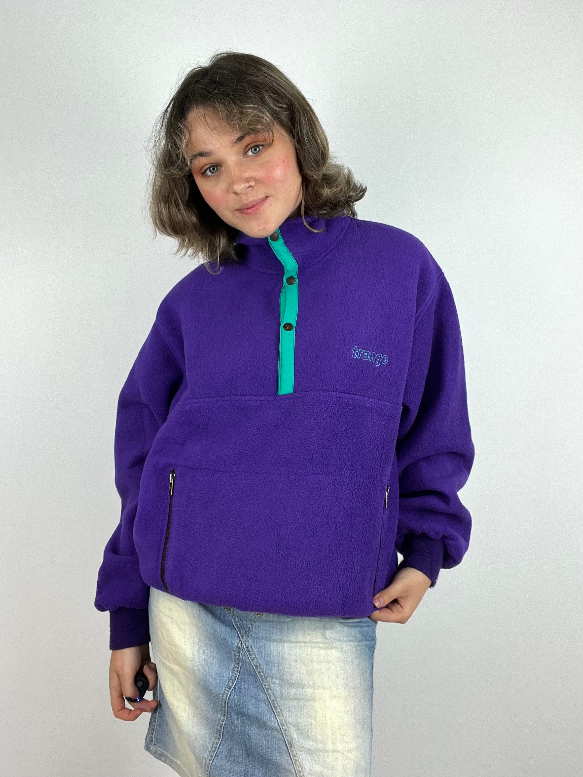 Vintage purple and turquoise fleece size large