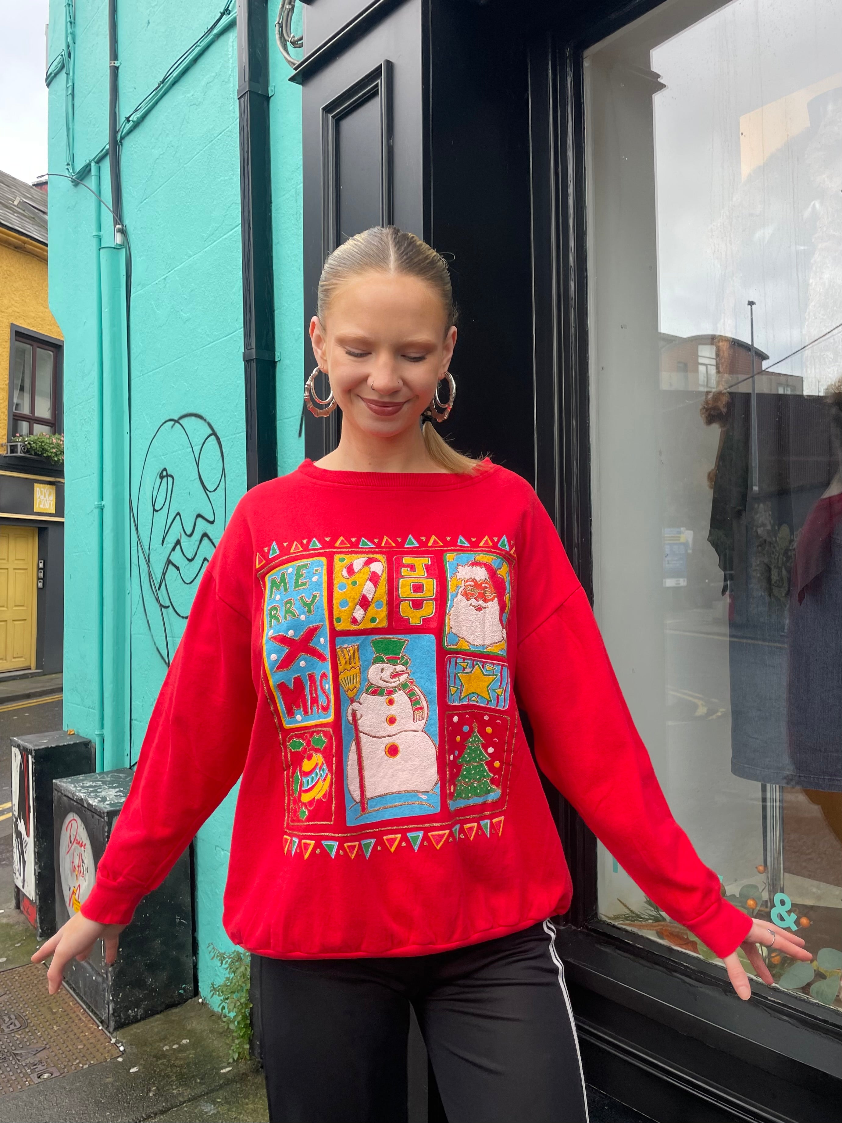 Vintage red abstract Christmas sweatshirt