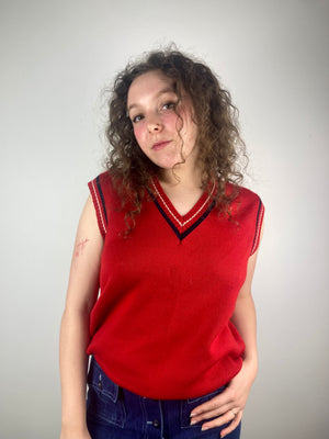 Vintage red Adidas knit sweater vest