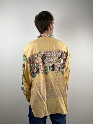 Vintage yellow orange Hawaiian longsleeve shirt