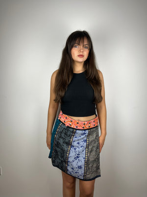 Vintage reversible adjustable button up mini skirt