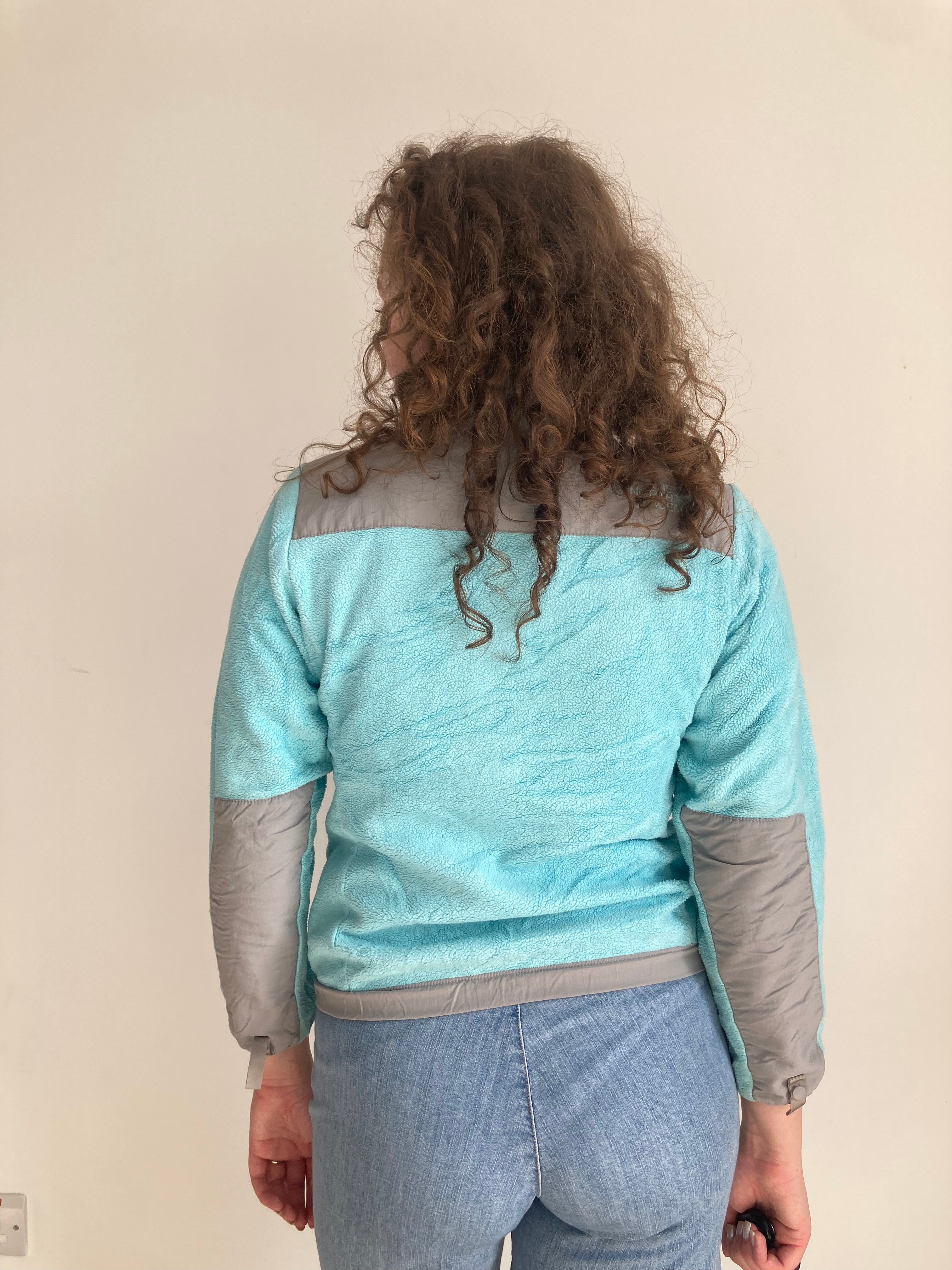 vintage aqua blue grey north face fleece