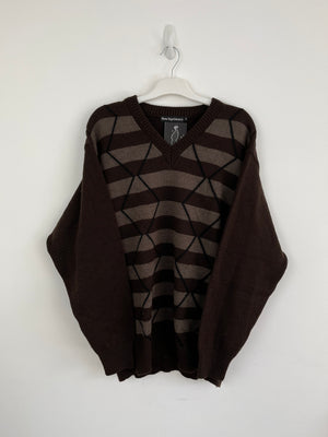 Vintage brown v neck knit