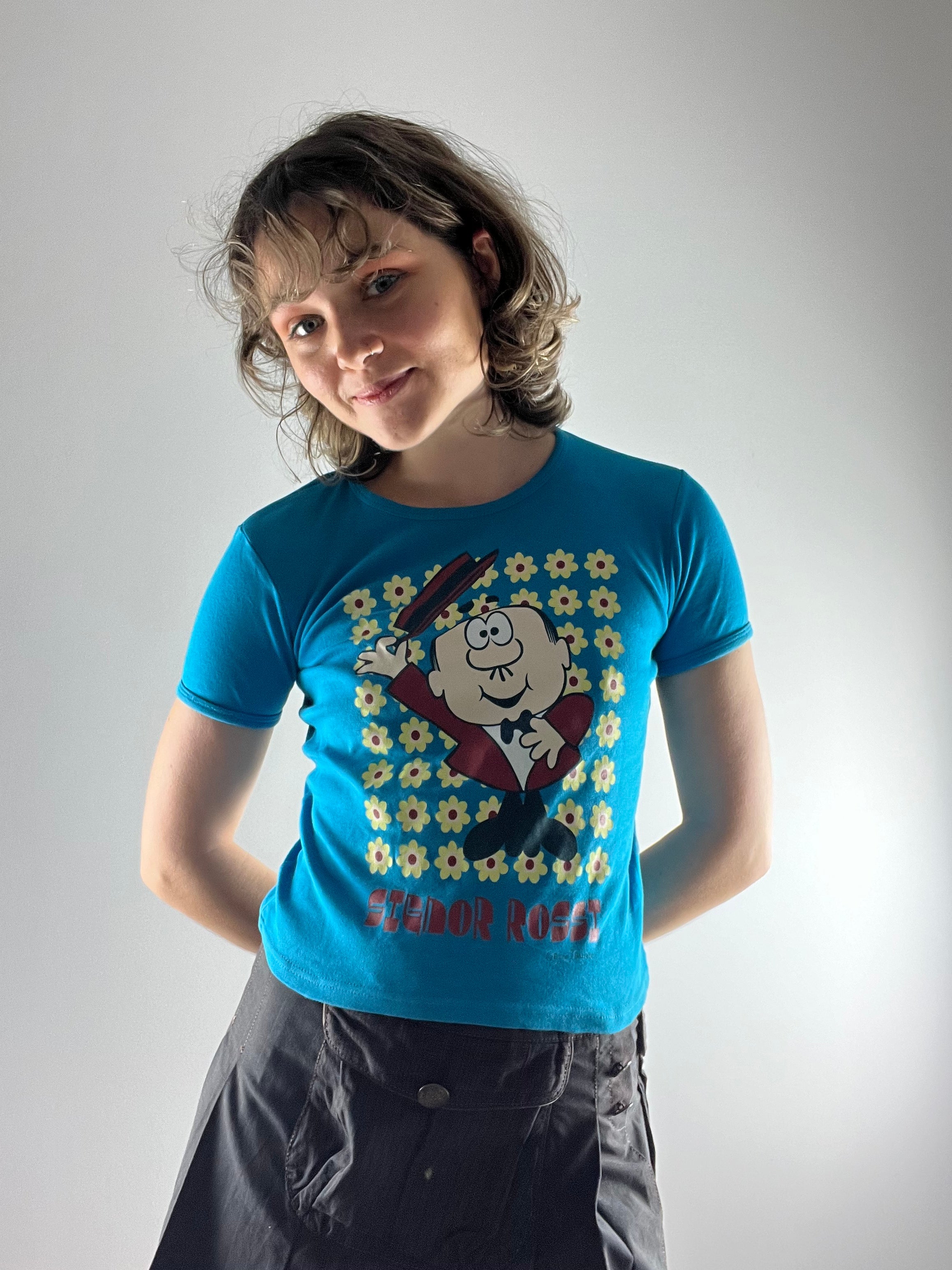 Vintage blue Signor Rossi cropped top