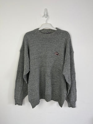 Vintage grey car embroidery knit
