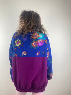 Vintage blue colmar space print fleece