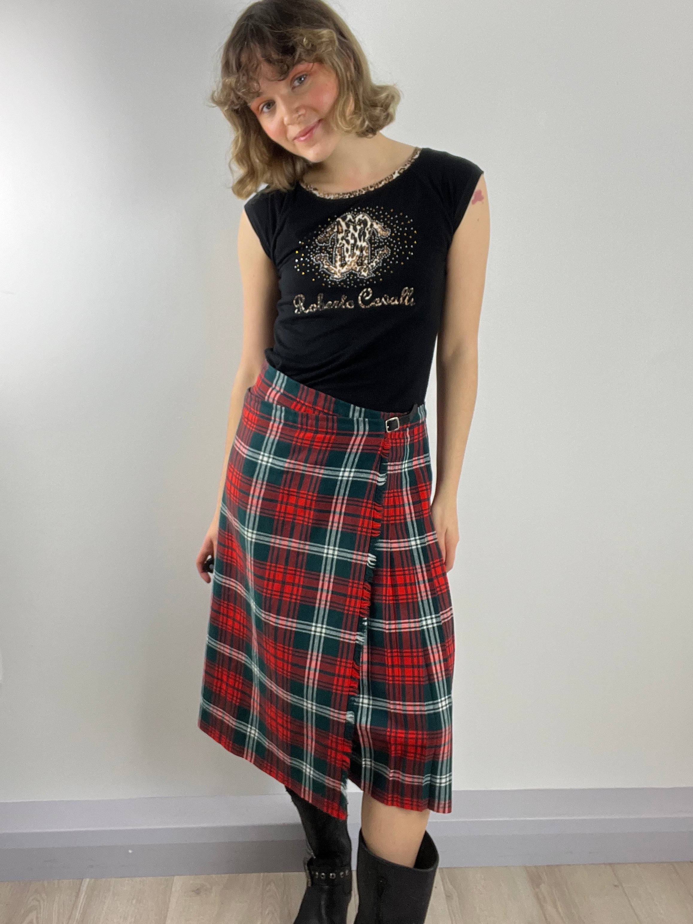 Vintage long tartan skirt
