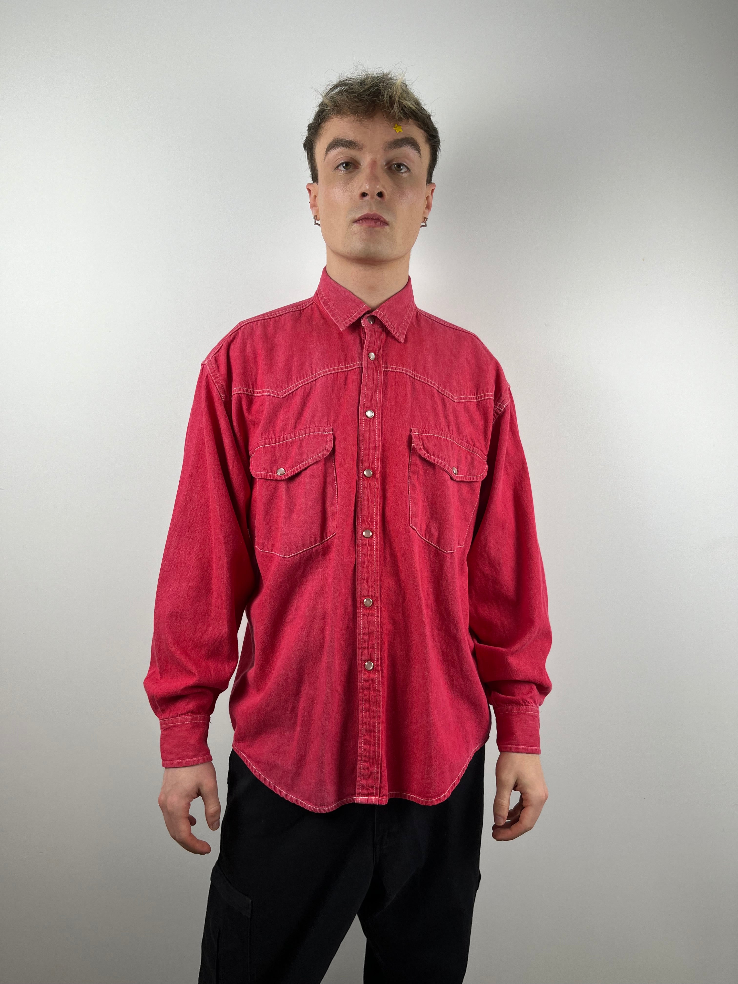 Vintage Red Denim Shirt – Public Romance - Main Image