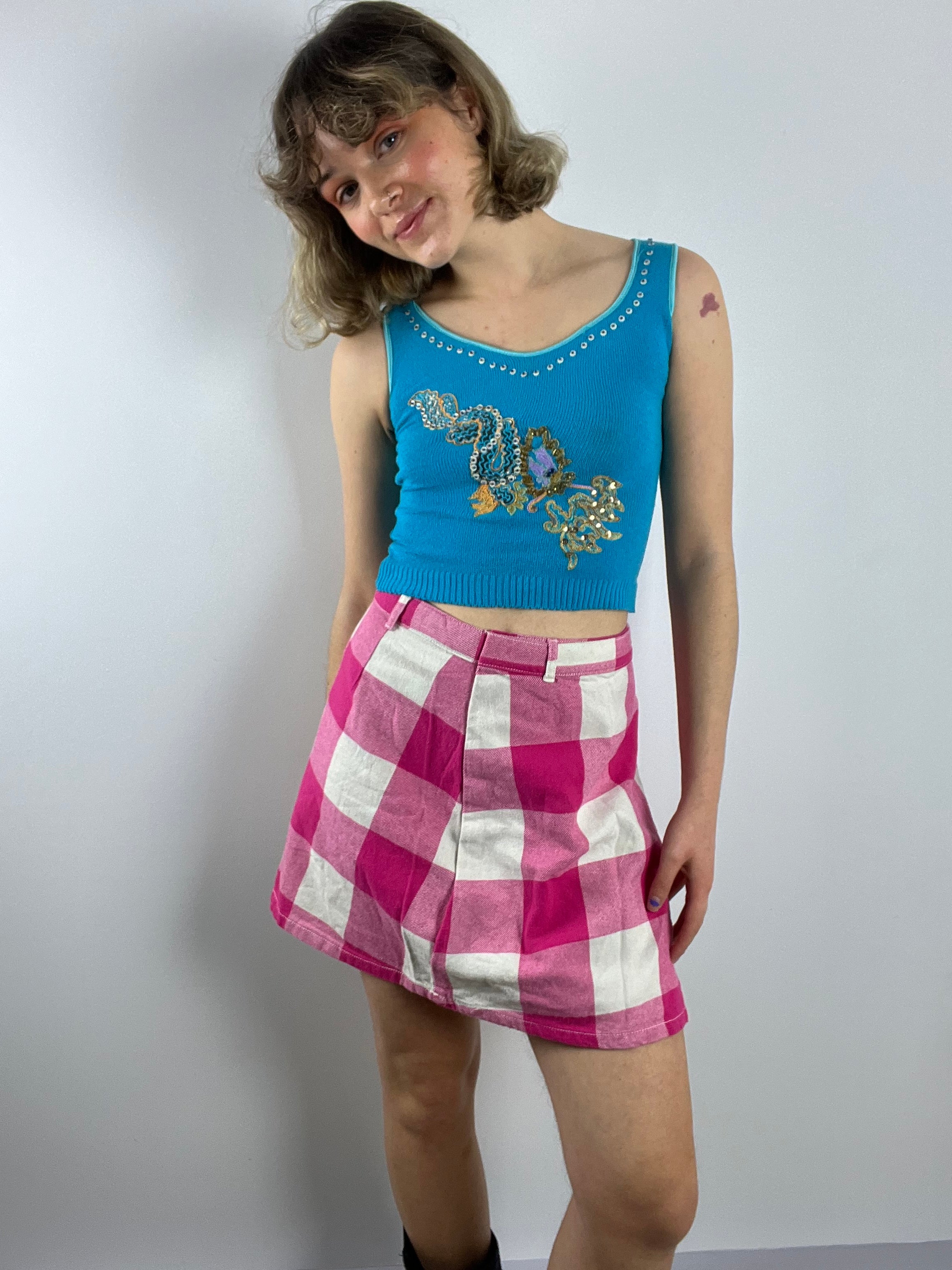 Vintage Check Pink United Colors of Benneton