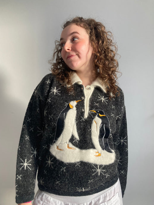 vintage emperor penguin knit jumper