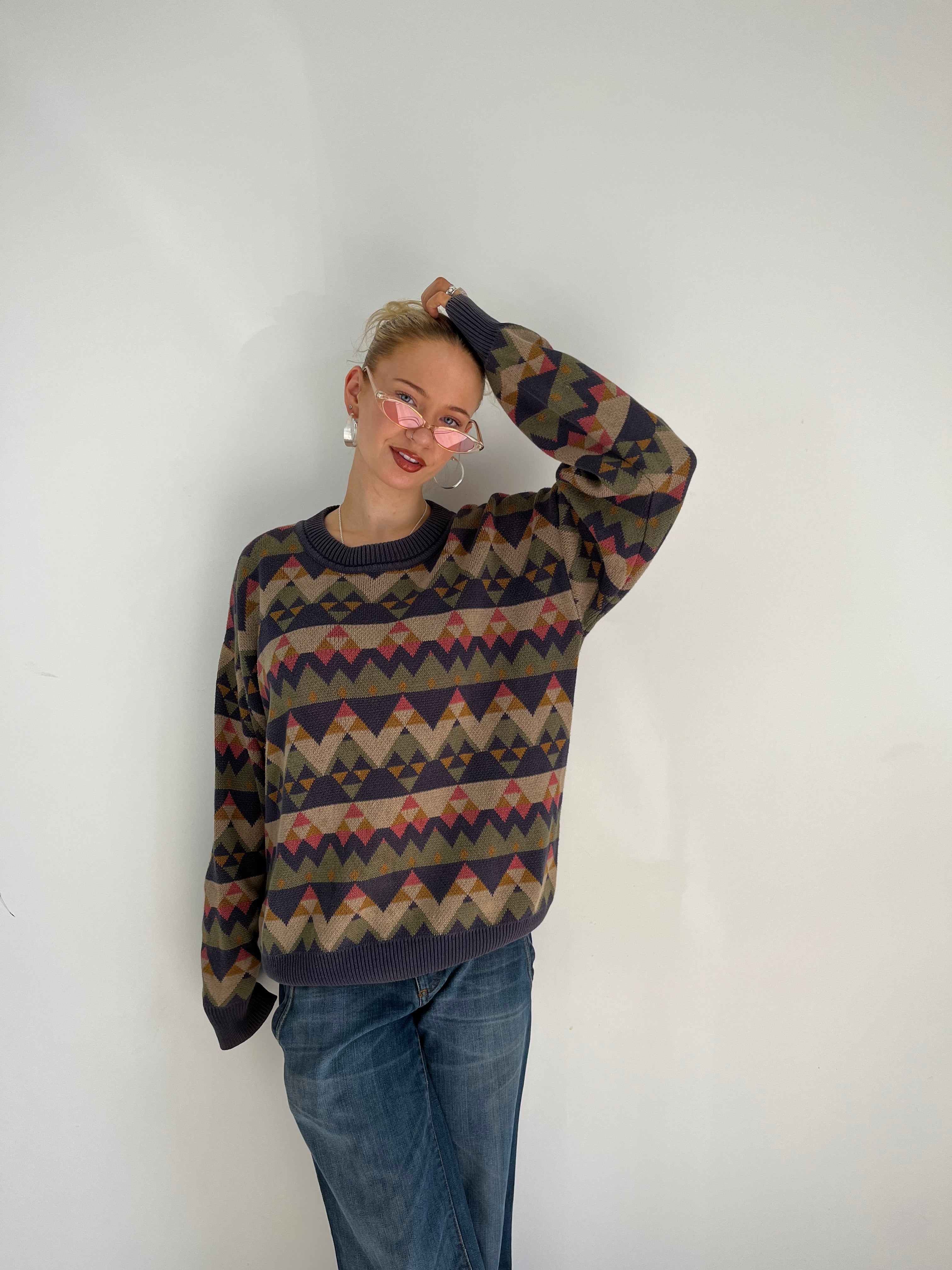 Vintage Geometric 80’s Knit (XL)