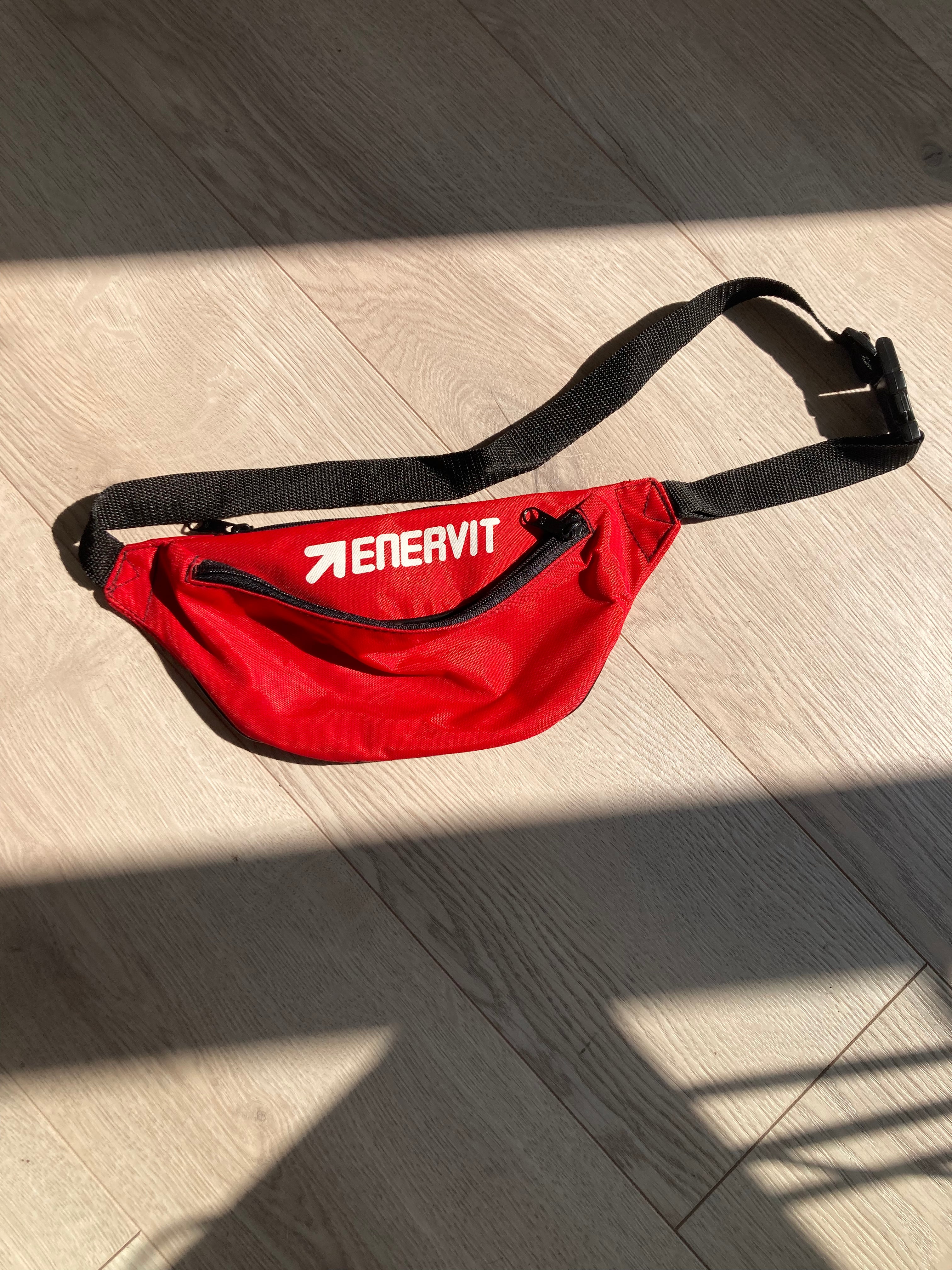 vintage red enervit bumbag