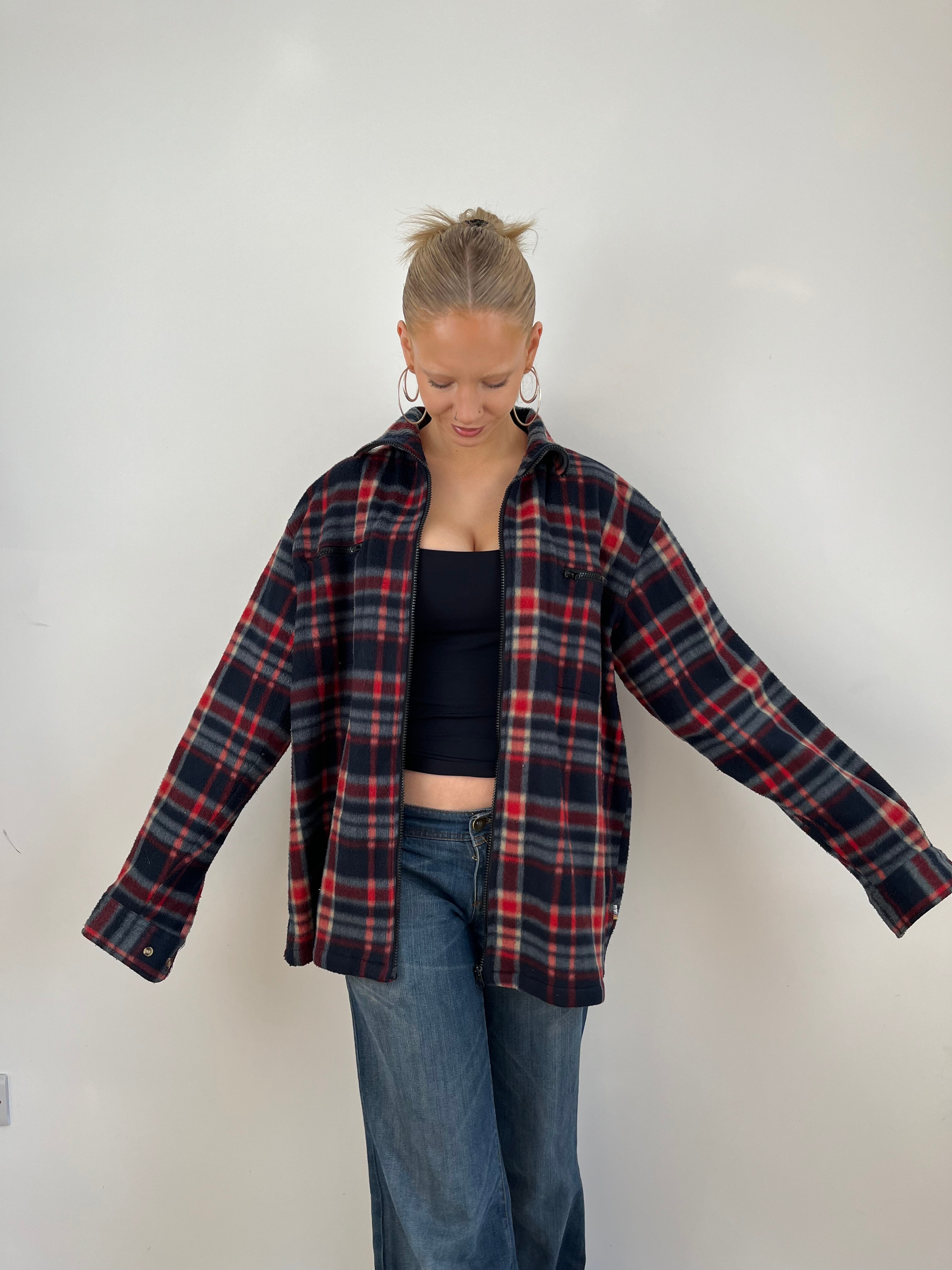 Vintage Tartan Zip Up Fleece (XL)