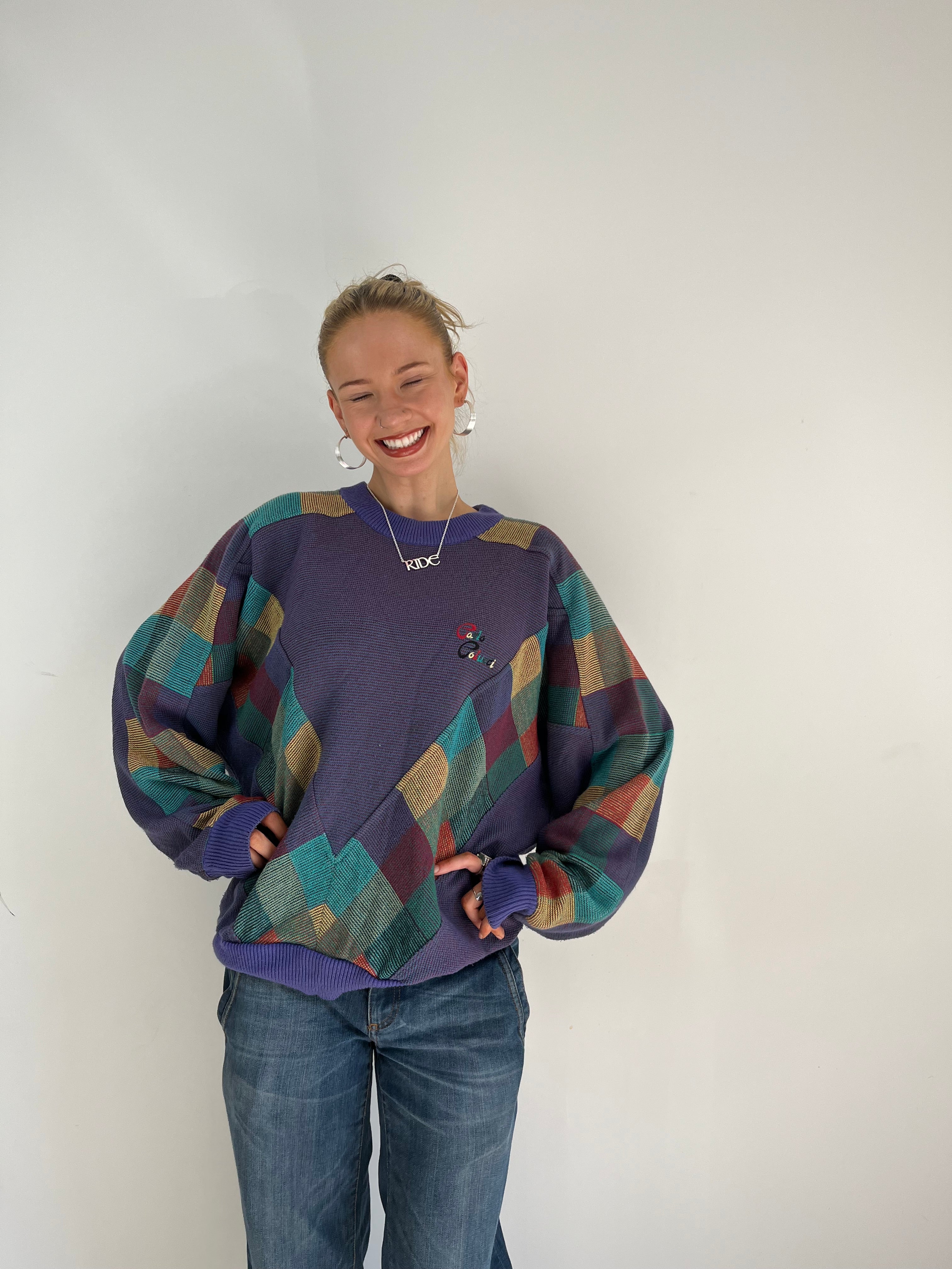 Vintage Purple Tartan Knit (L)