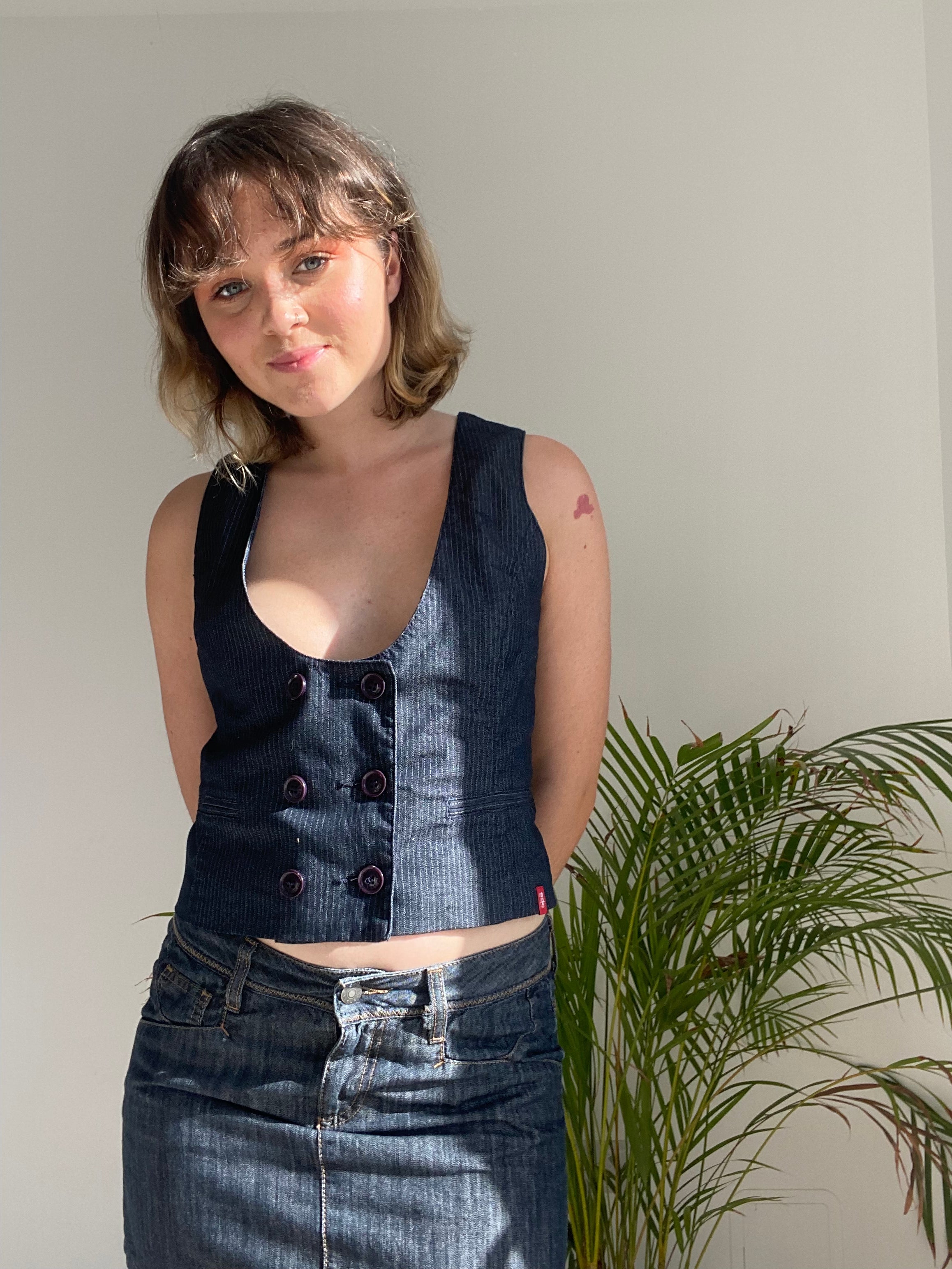 vintage black pinstripe waistcoat