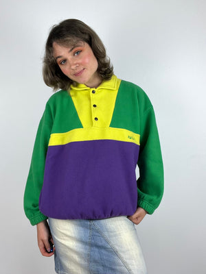 Vintage green yellow purple fleece